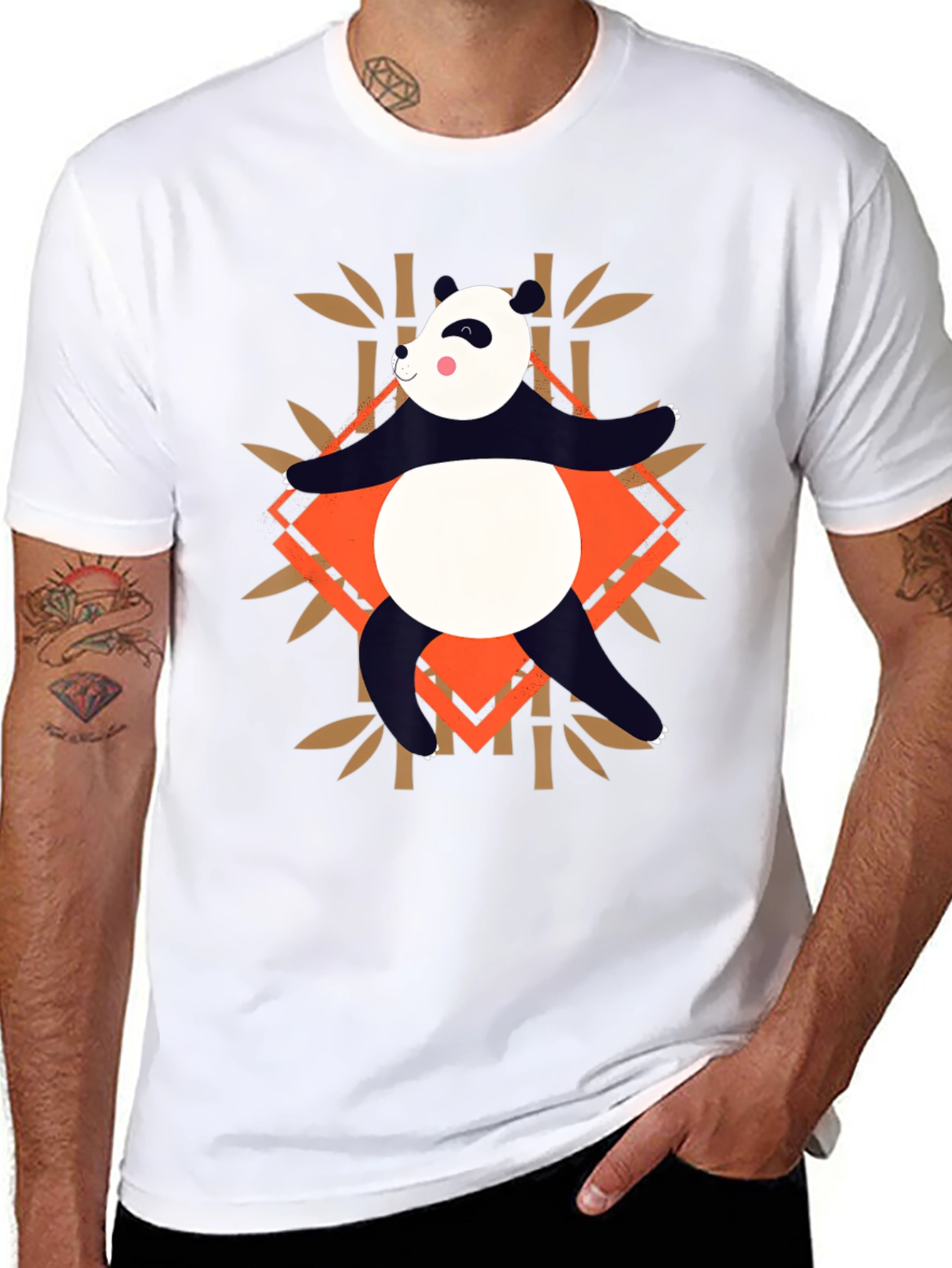 Panda Bamboo Graphic T-Shirt - Casual Black Tee