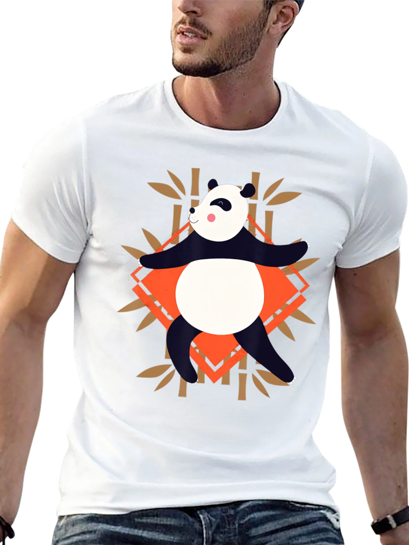 Panda Bamboo Graphic T-Shirt - Casual Black Tee