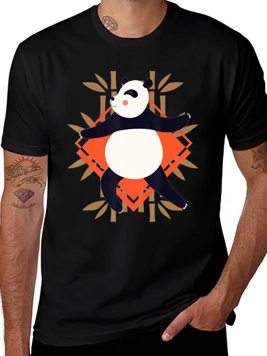 Panda Bamboo Graphic T-Shirt - Casual Black Tee