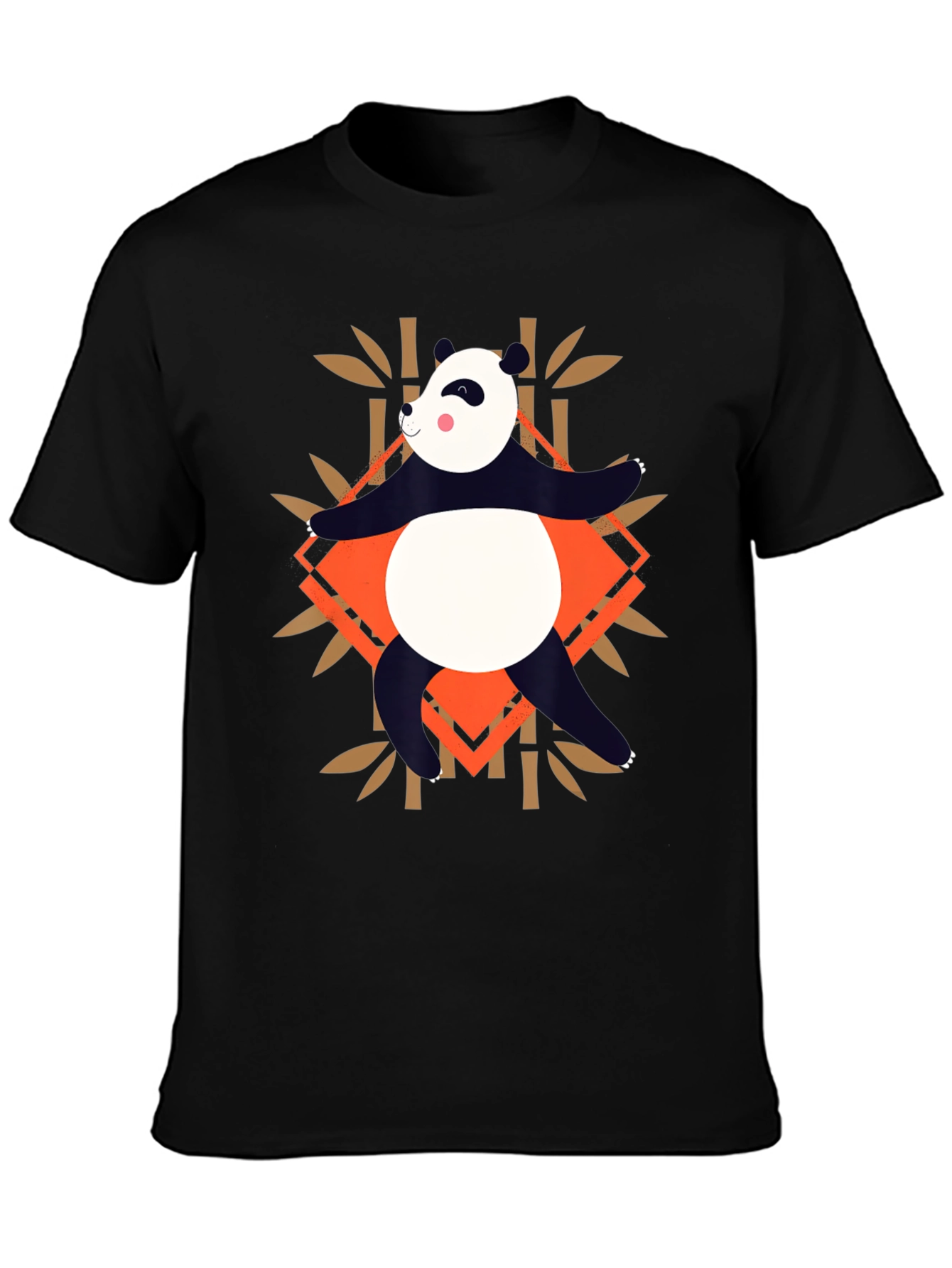 Panda Bamboo Graphic T-Shirt - Casual Black Tee