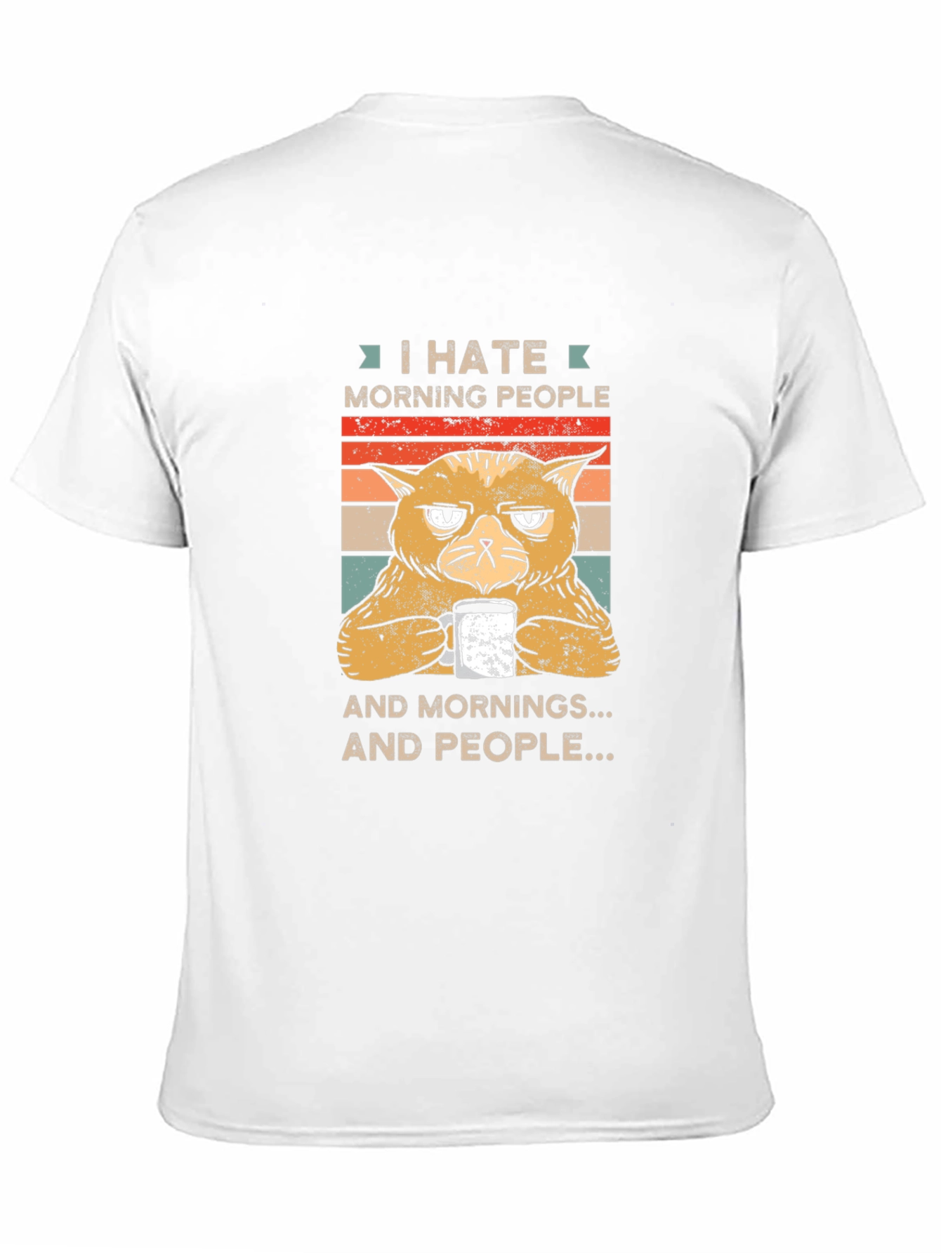 I Hate Morning People Cat Graphic T-Shirt