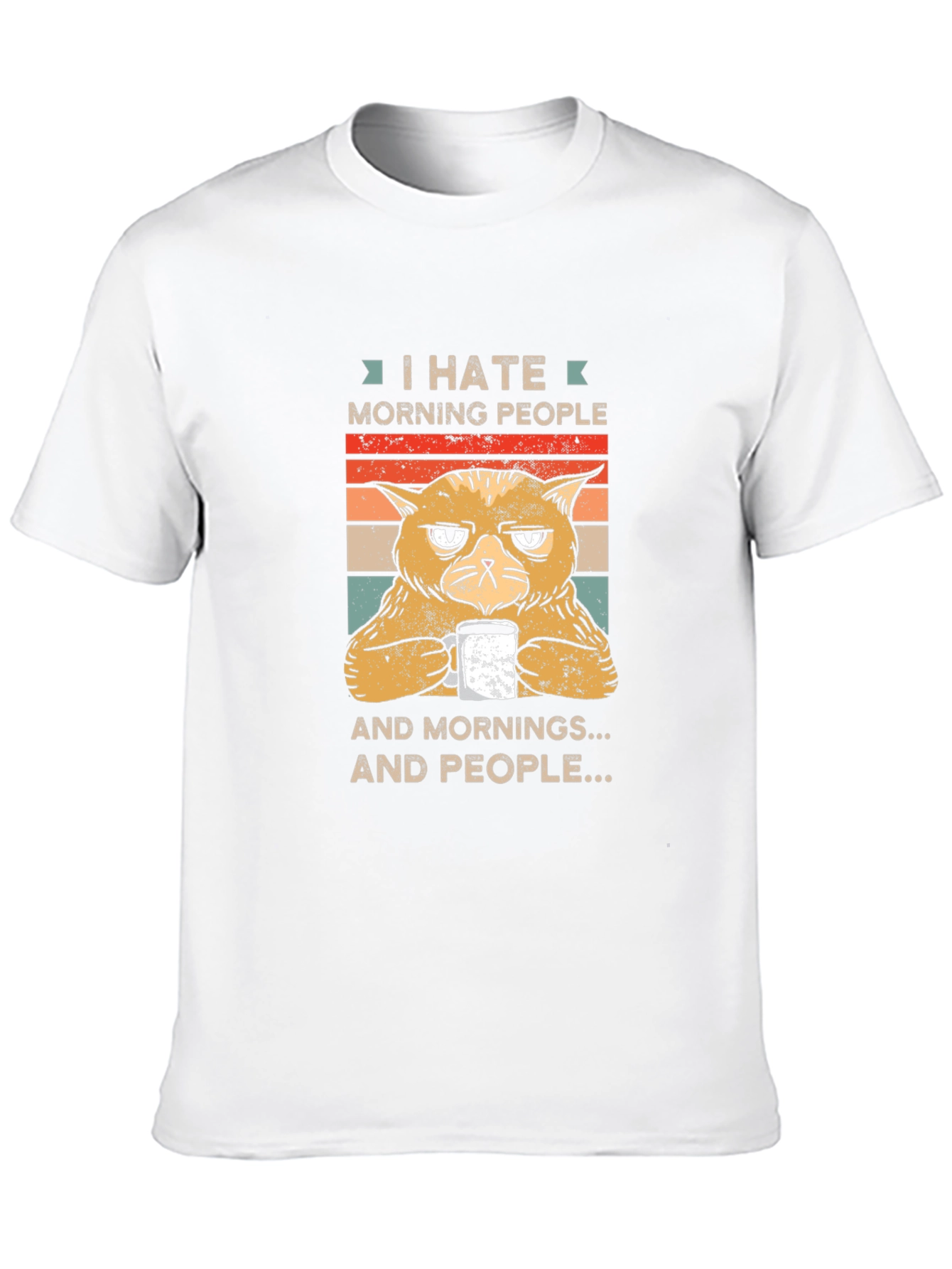 I Hate Morning People Cat Graphic T-Shirt