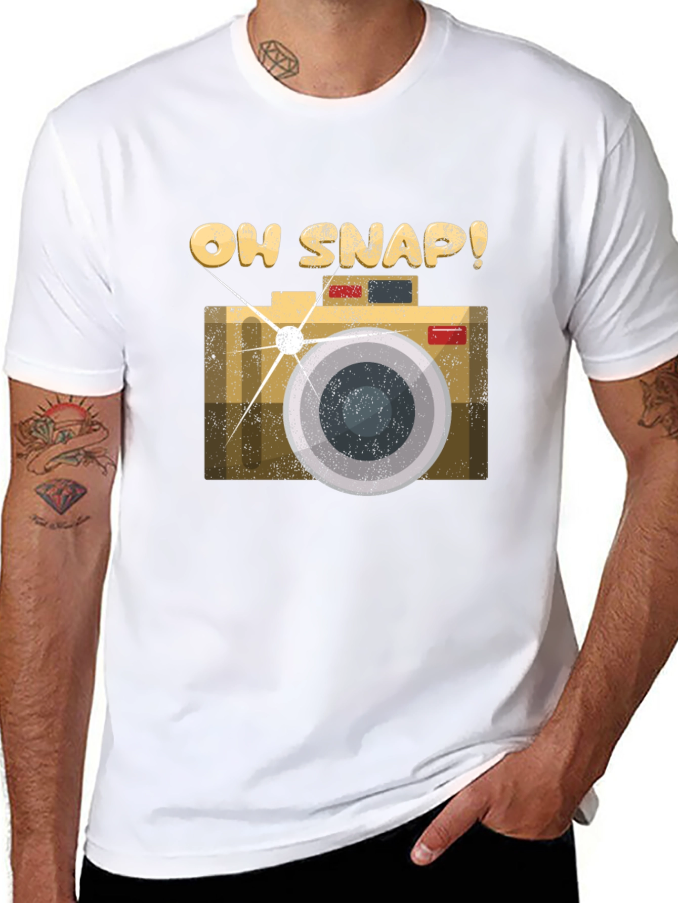 Oh Snap Camera Graphic Tee - Black Cotton T-Shirt