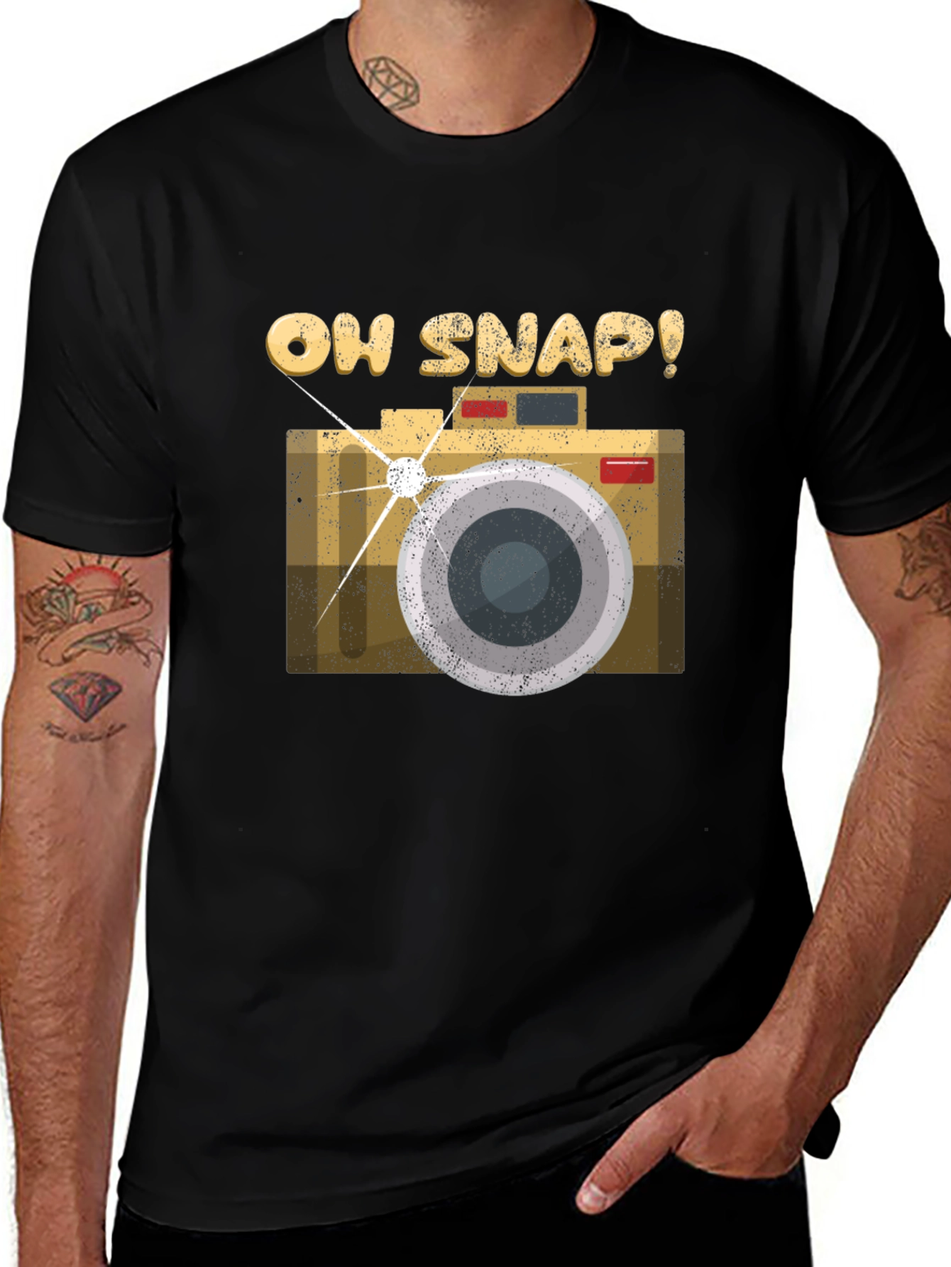 Oh Snap Camera Graphic Tee - Black Cotton T-Shirt