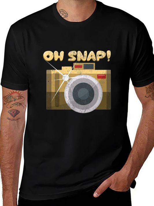 Oh Snap Camera Graphic Tee - Black Cotton T-Shirt