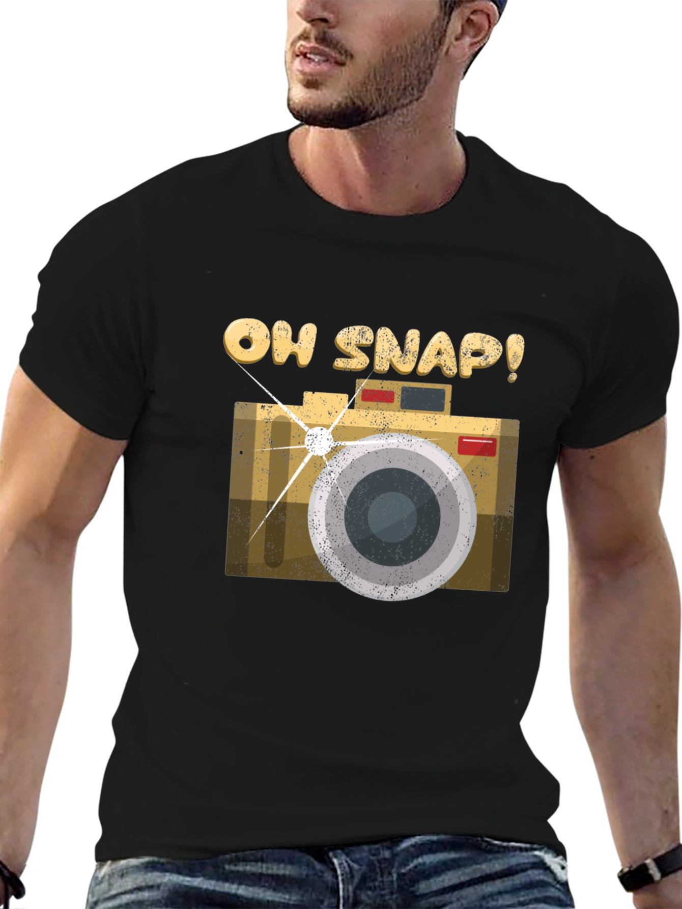 Oh Snap Camera Graphic Tee - Black Cotton T-Shirt
