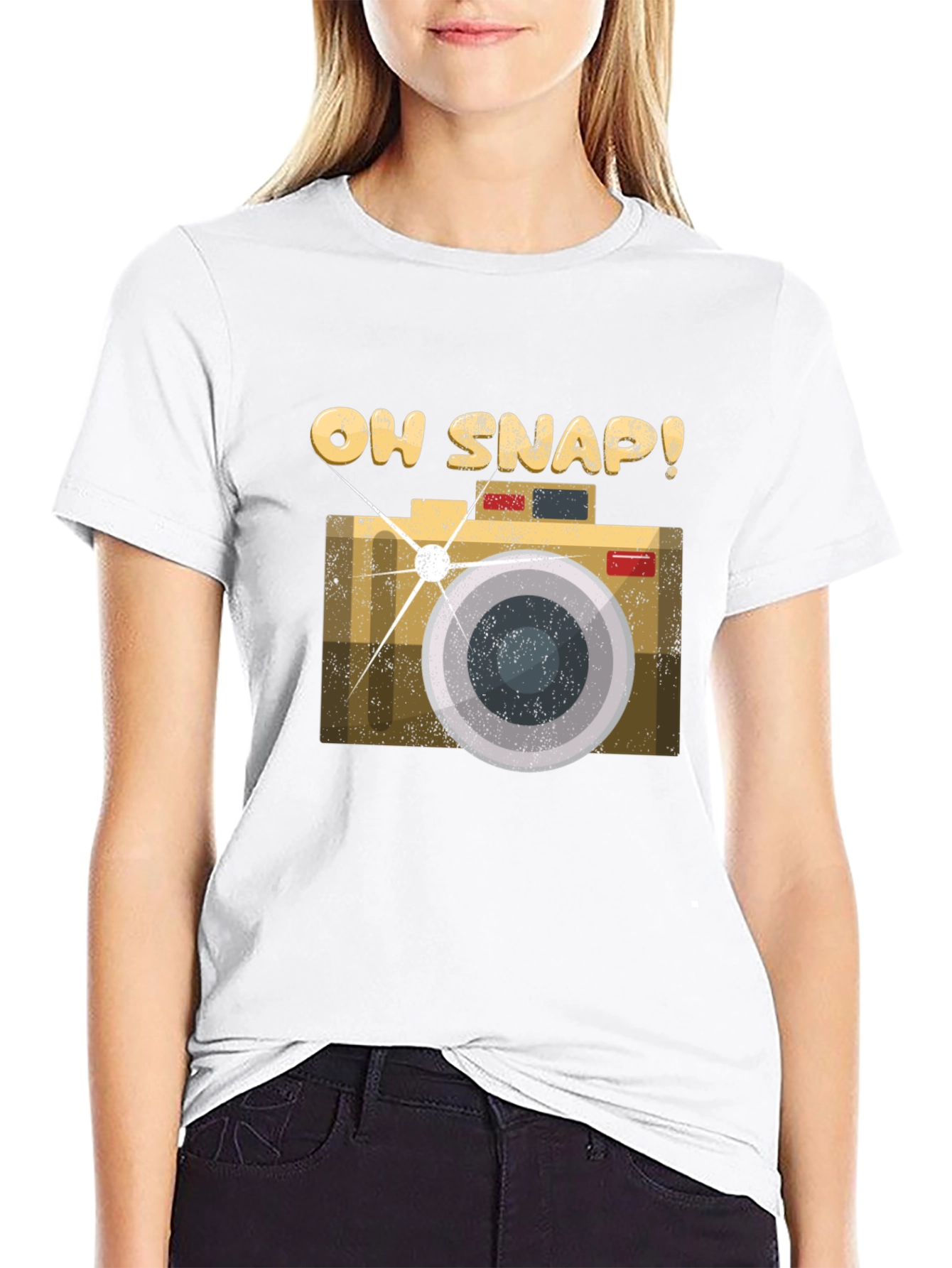 Oh Snap Camera Graphic Tee - Black Cotton T-Shirt