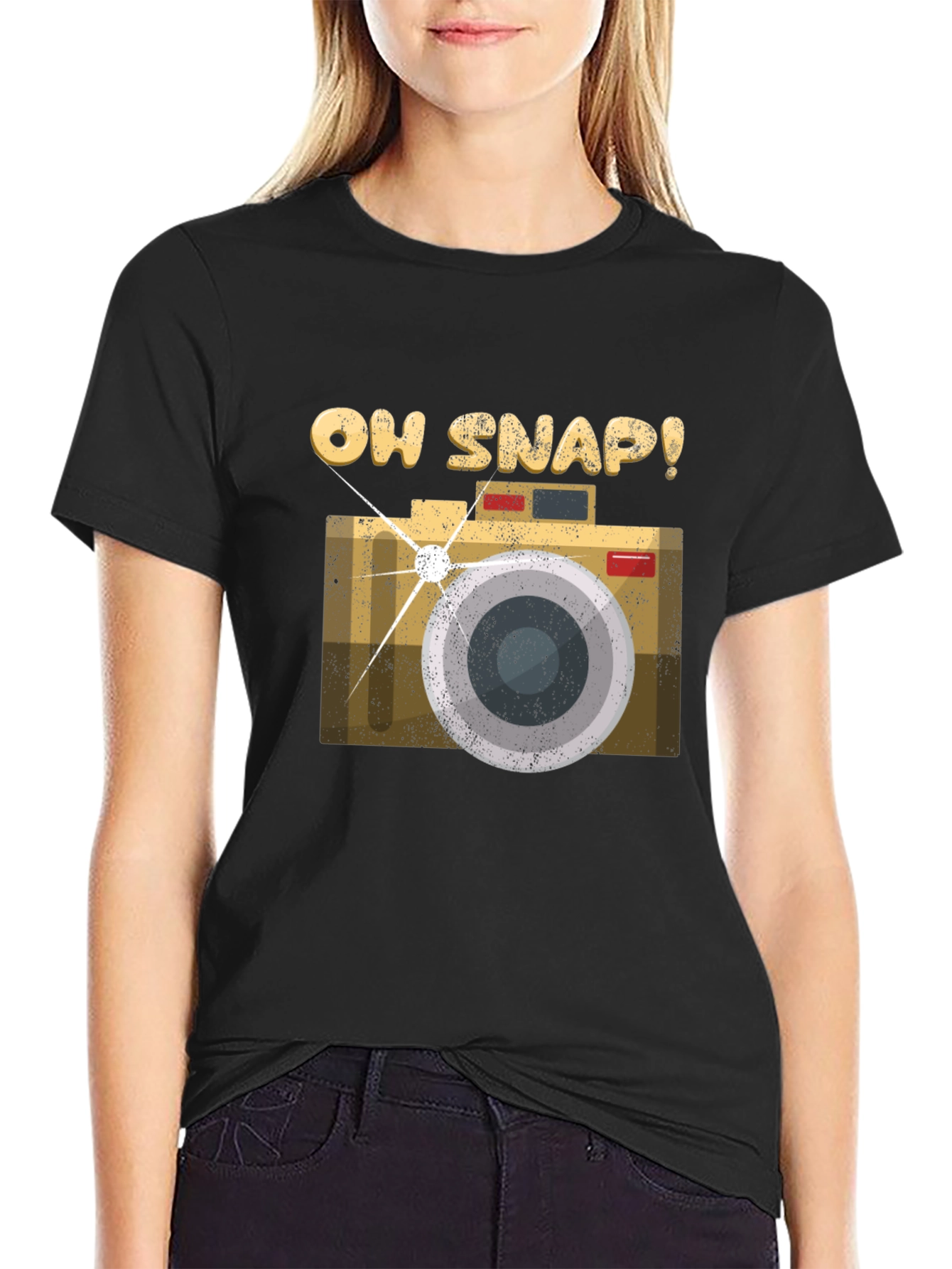 Oh Snap Camera Graphic Tee - Black Cotton T-Shirt