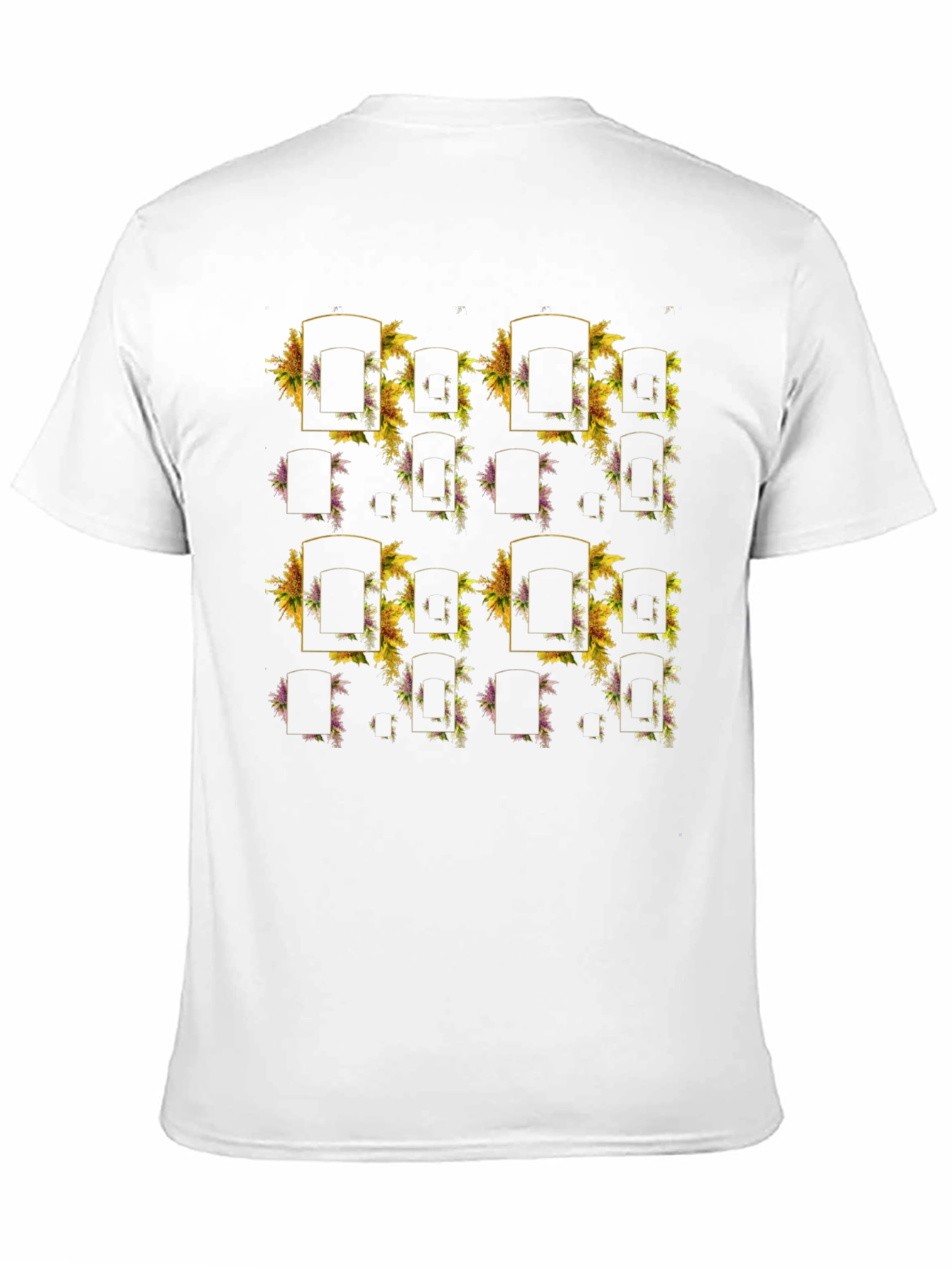 Floral Framed Patterned Black T-Shirt