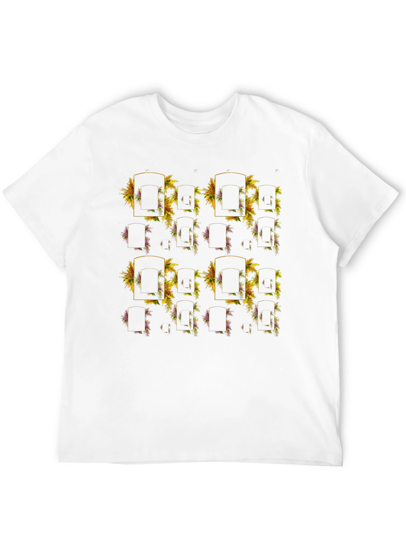 Floral Framed Patterned Black T-Shirt