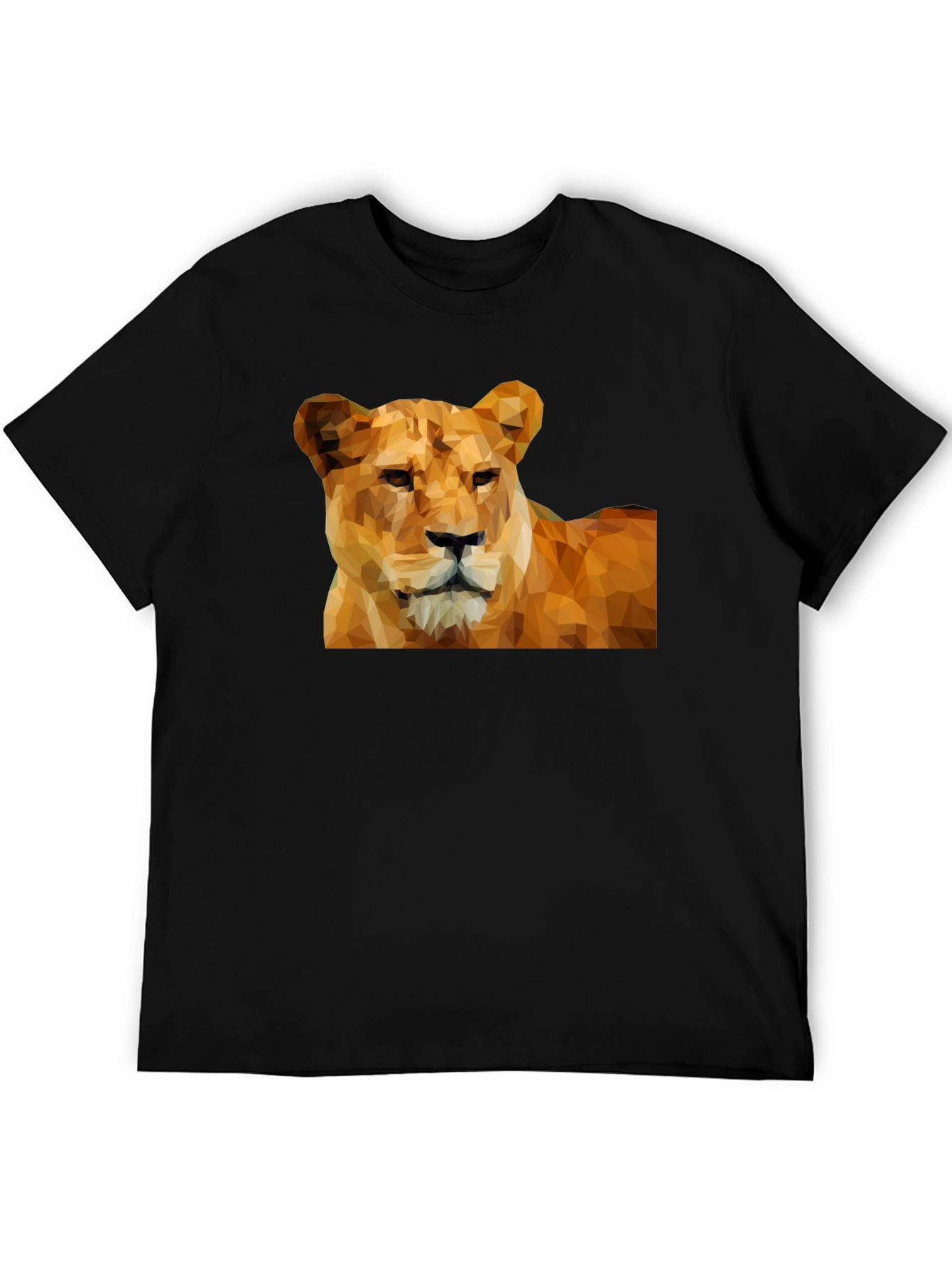 Geometric Lioness Graphic Tee - Black