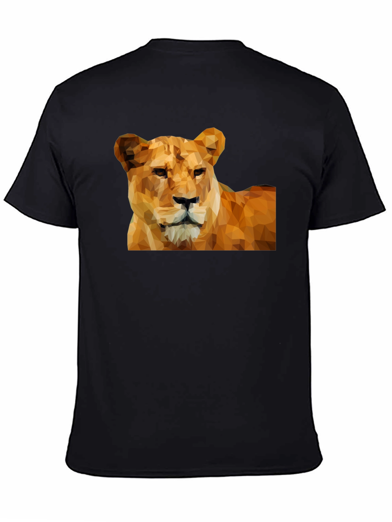Geometric Lioness Graphic Tee - Black