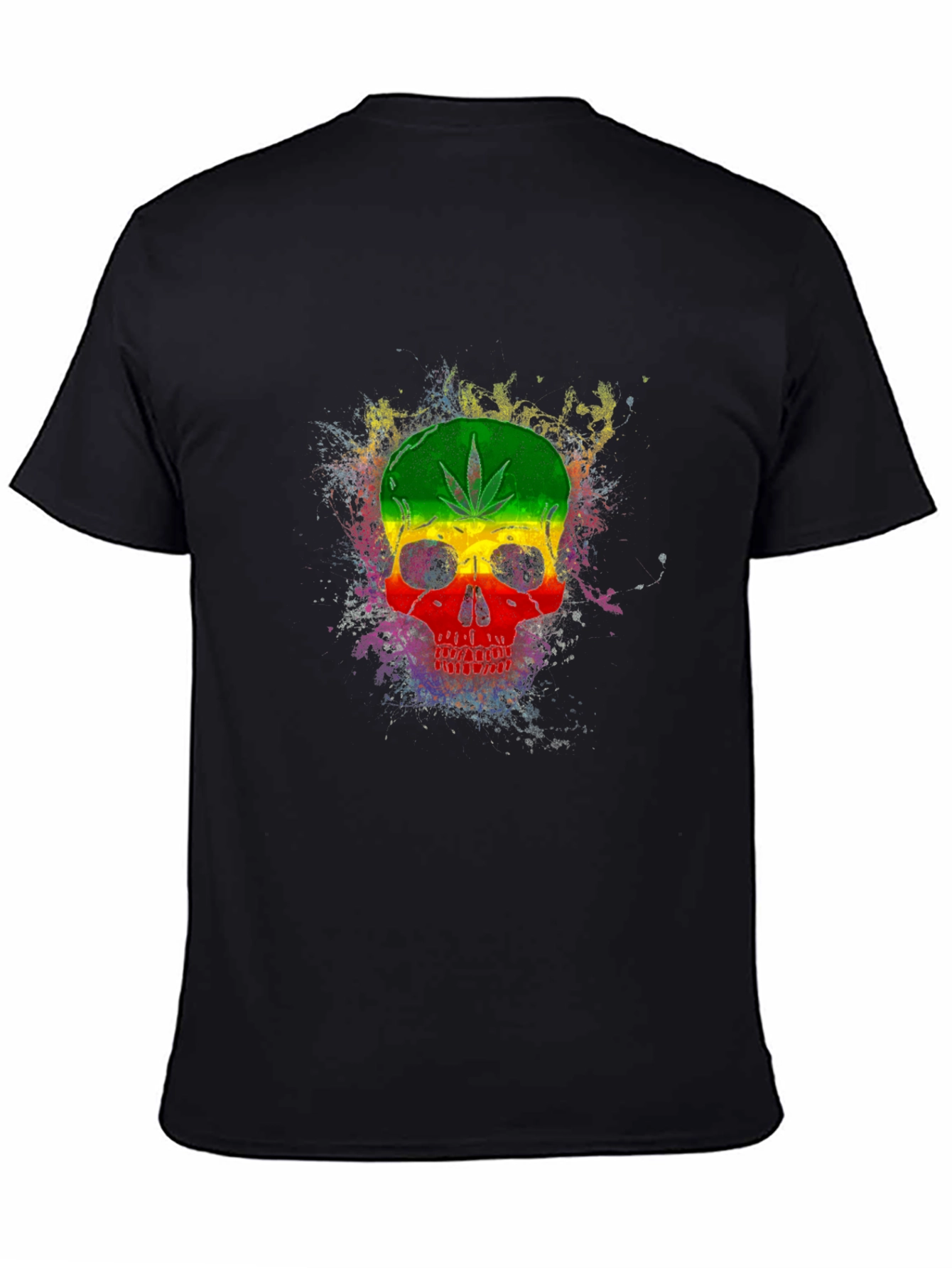 Rasta Skull Graphic Tee - Black