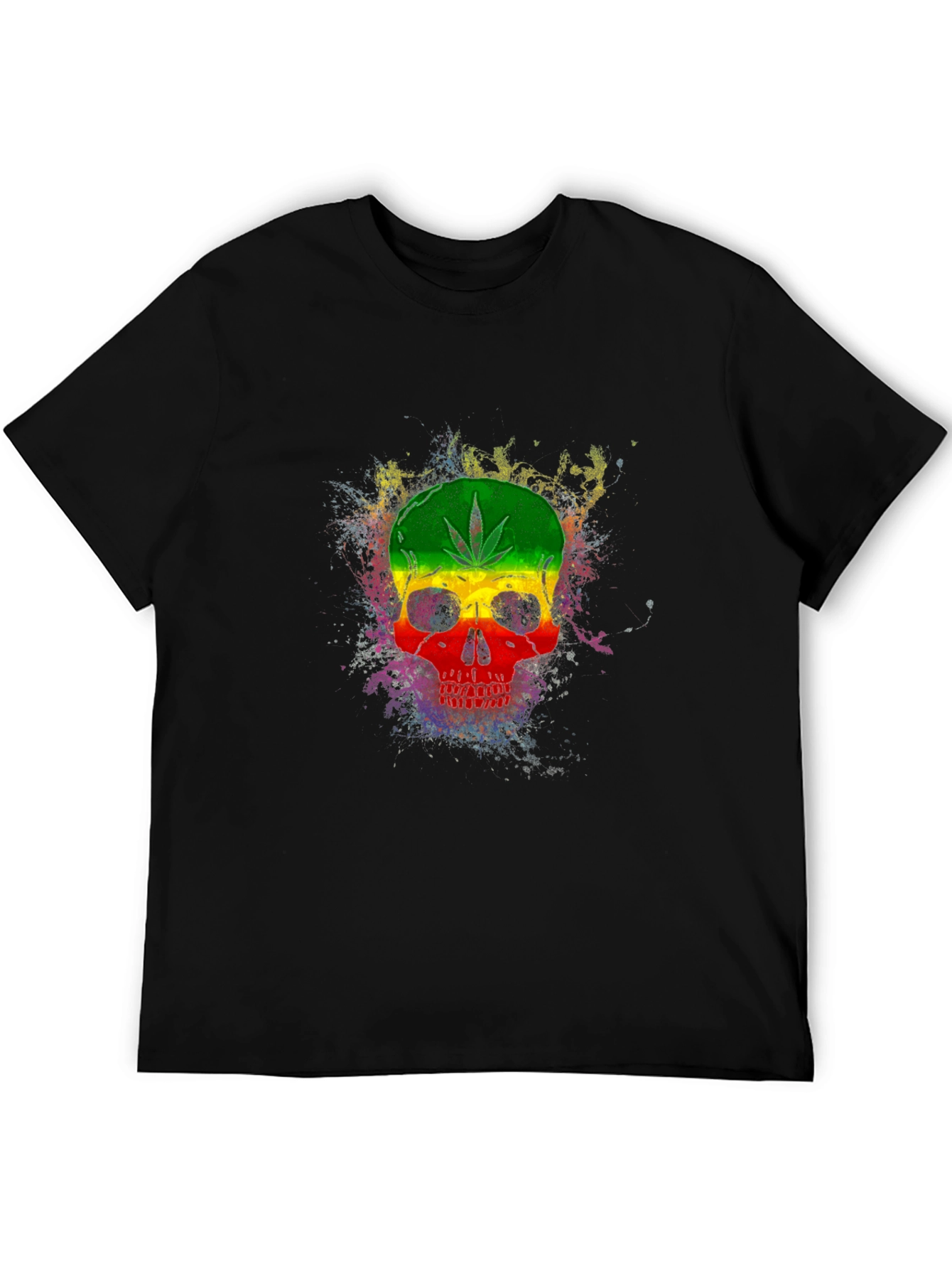 Rasta Skull Graphic Tee - Black