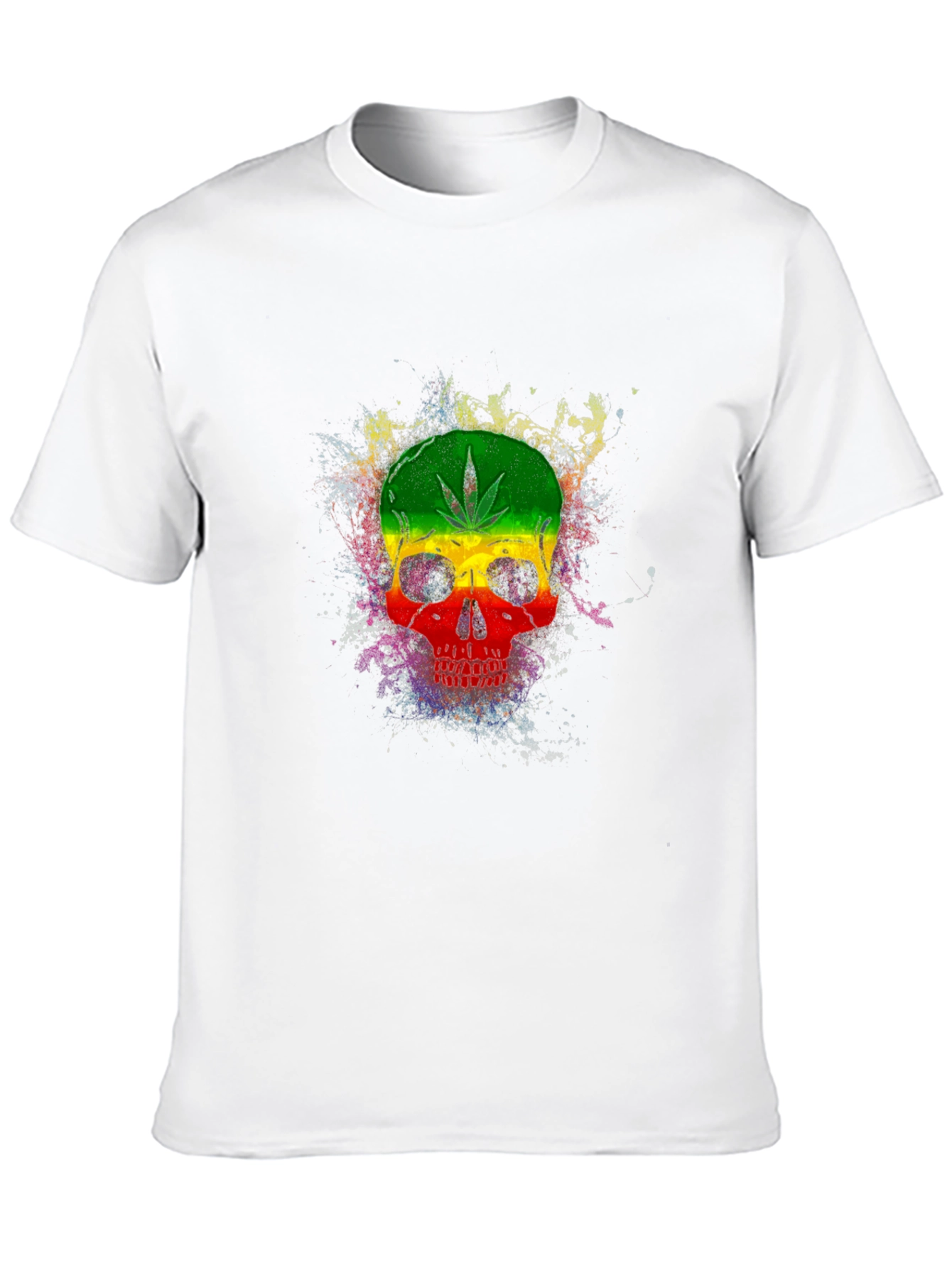 Rasta Skull Graphic Tee - Black