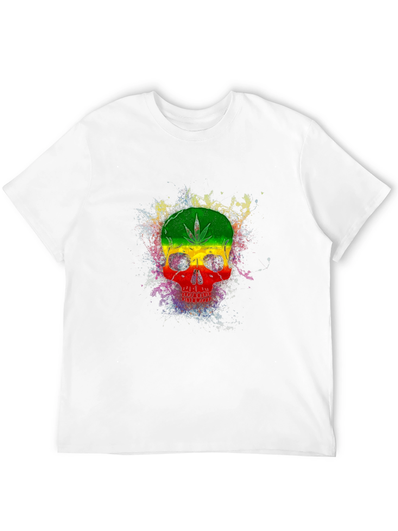 Rasta Skull Graphic Tee - Black