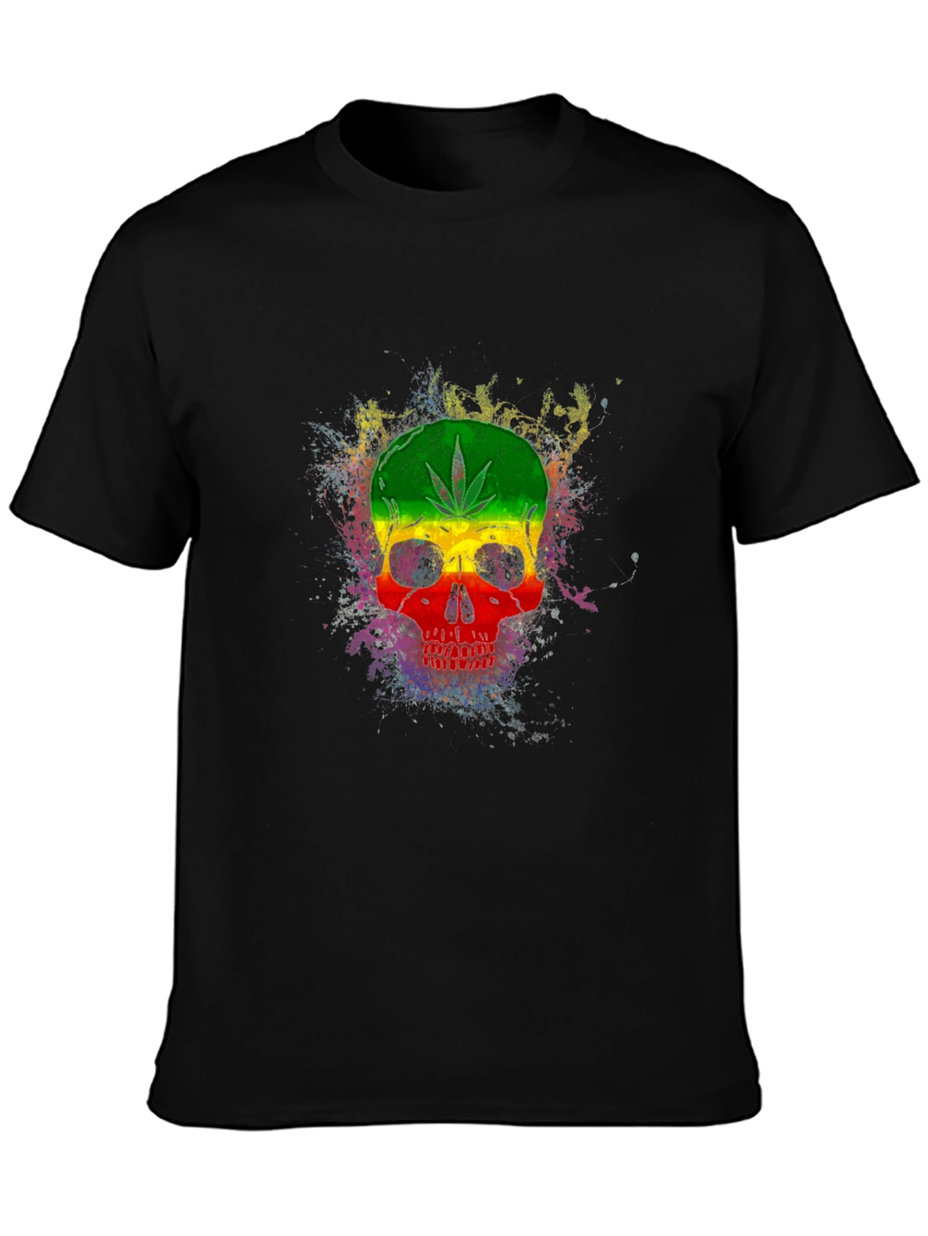 Rasta Skull Graphic Tee - Black