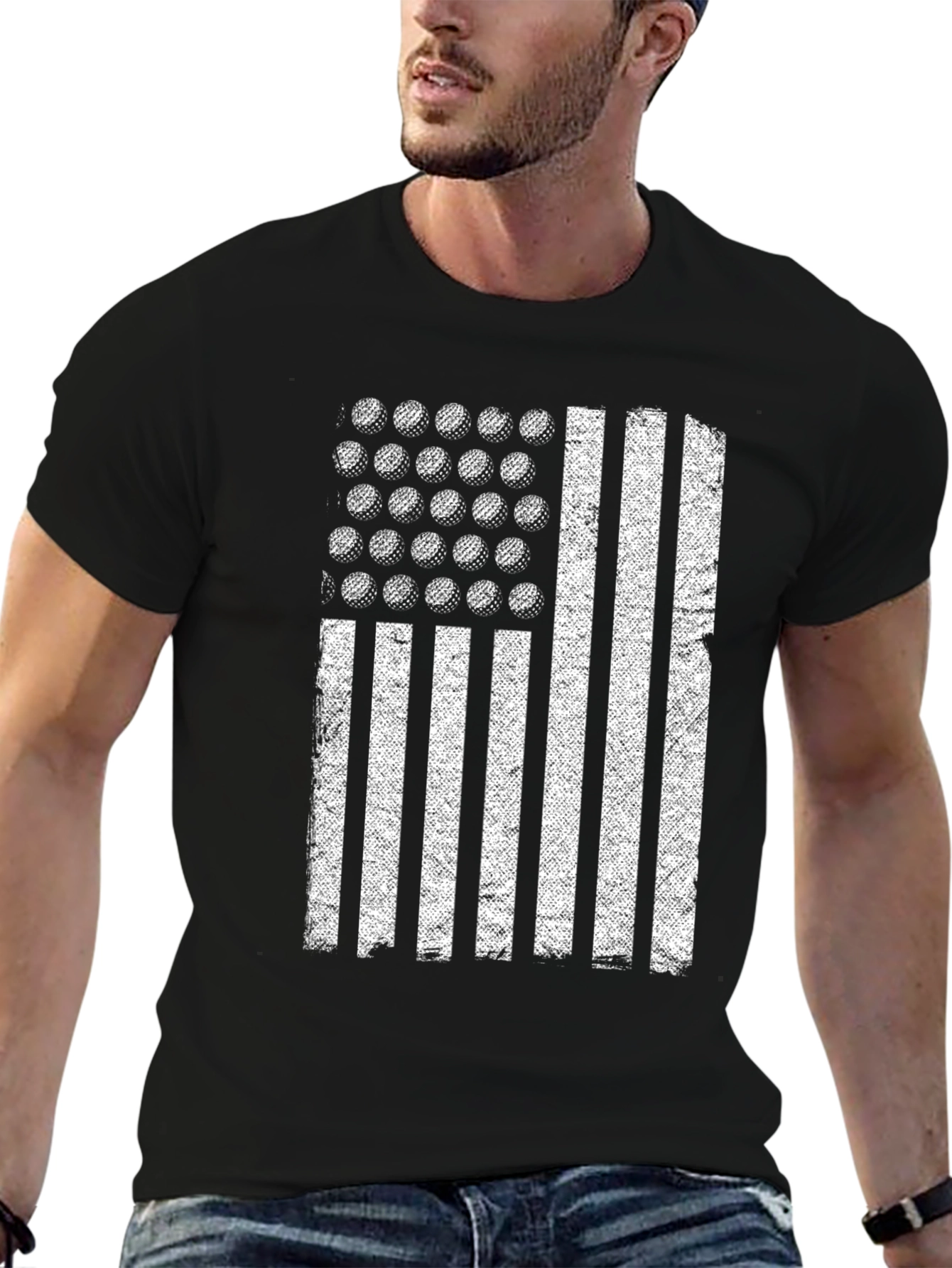 Golf Ball American Flag Graphic T-Shirt