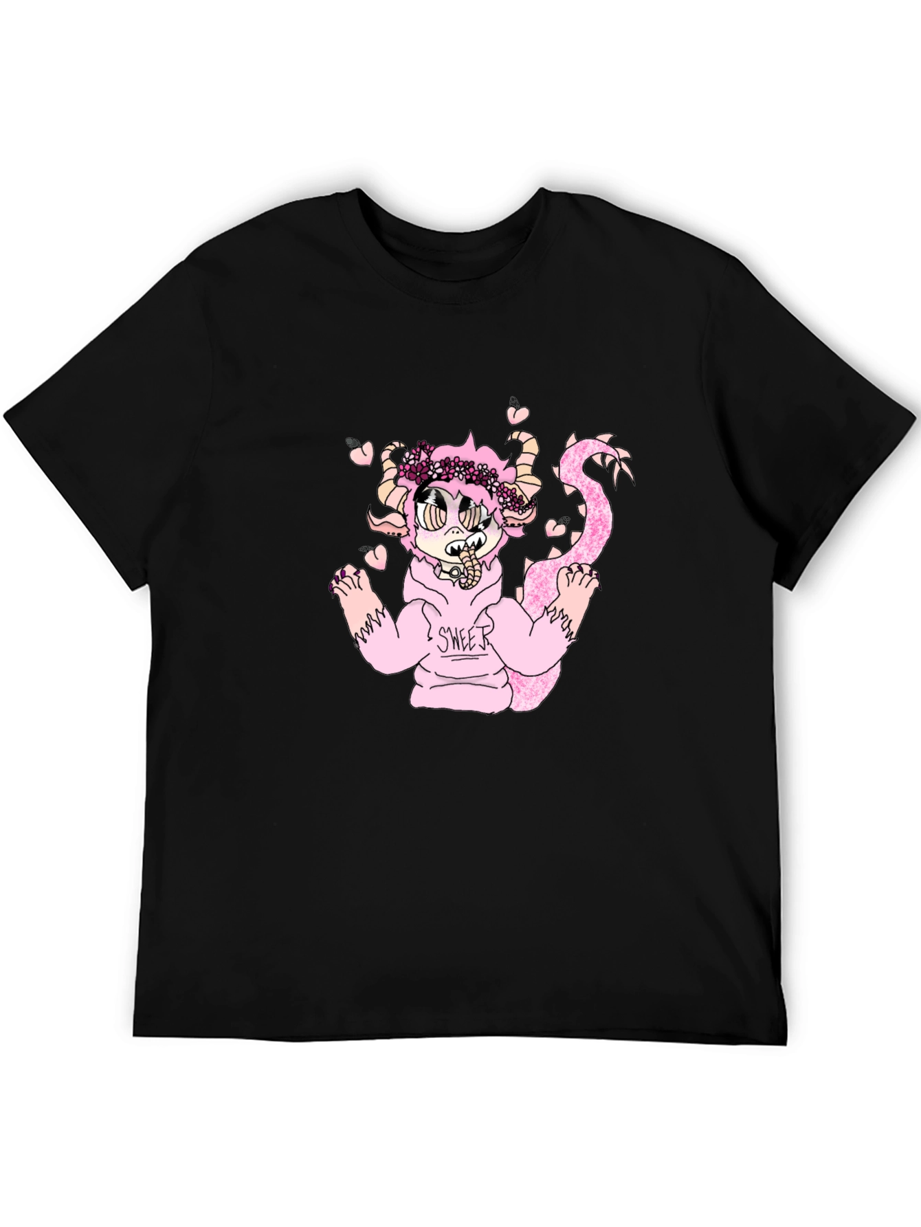 Black T-Shirt with Cute Monster Graphic