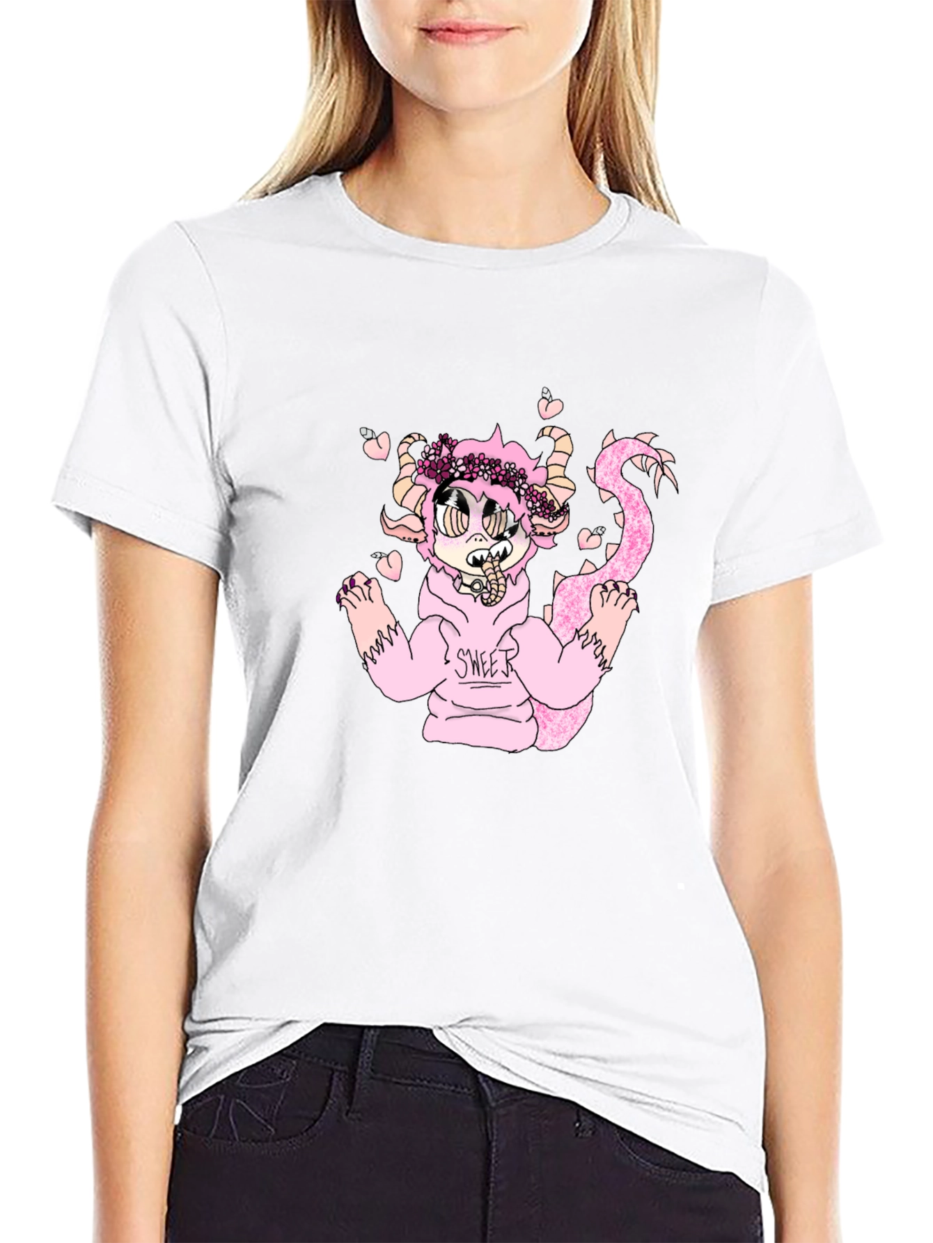 Black T-Shirt with Cute Monster Graphic