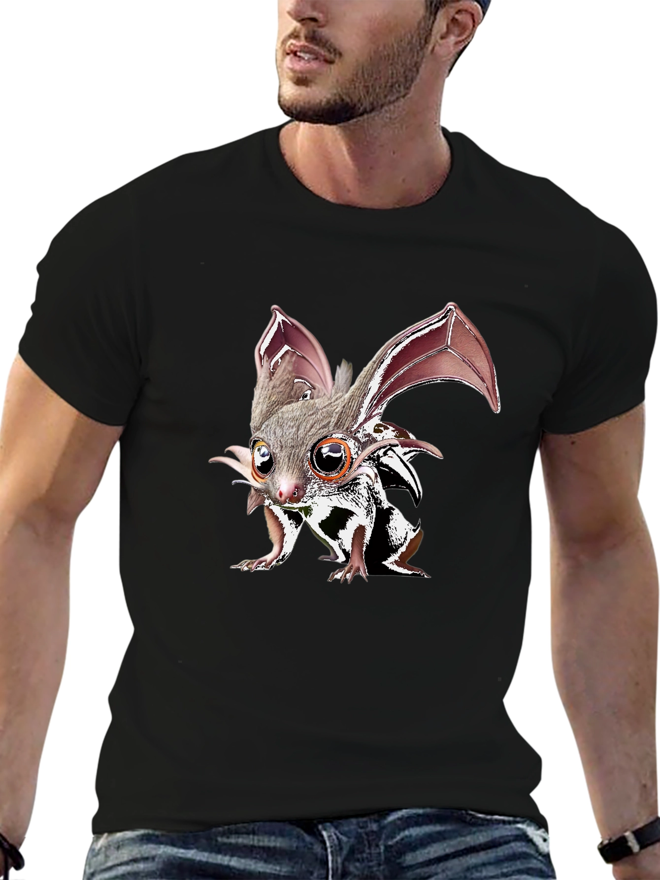 Unique Bat-like Creature Graphic T-Shirt