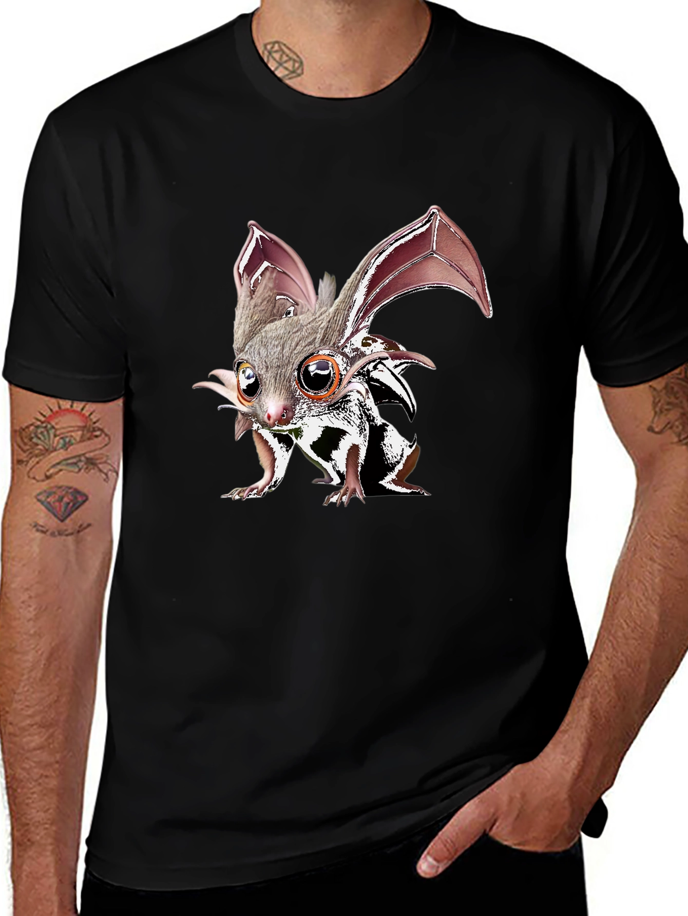 Unique Bat-like Creature Graphic T-Shirt