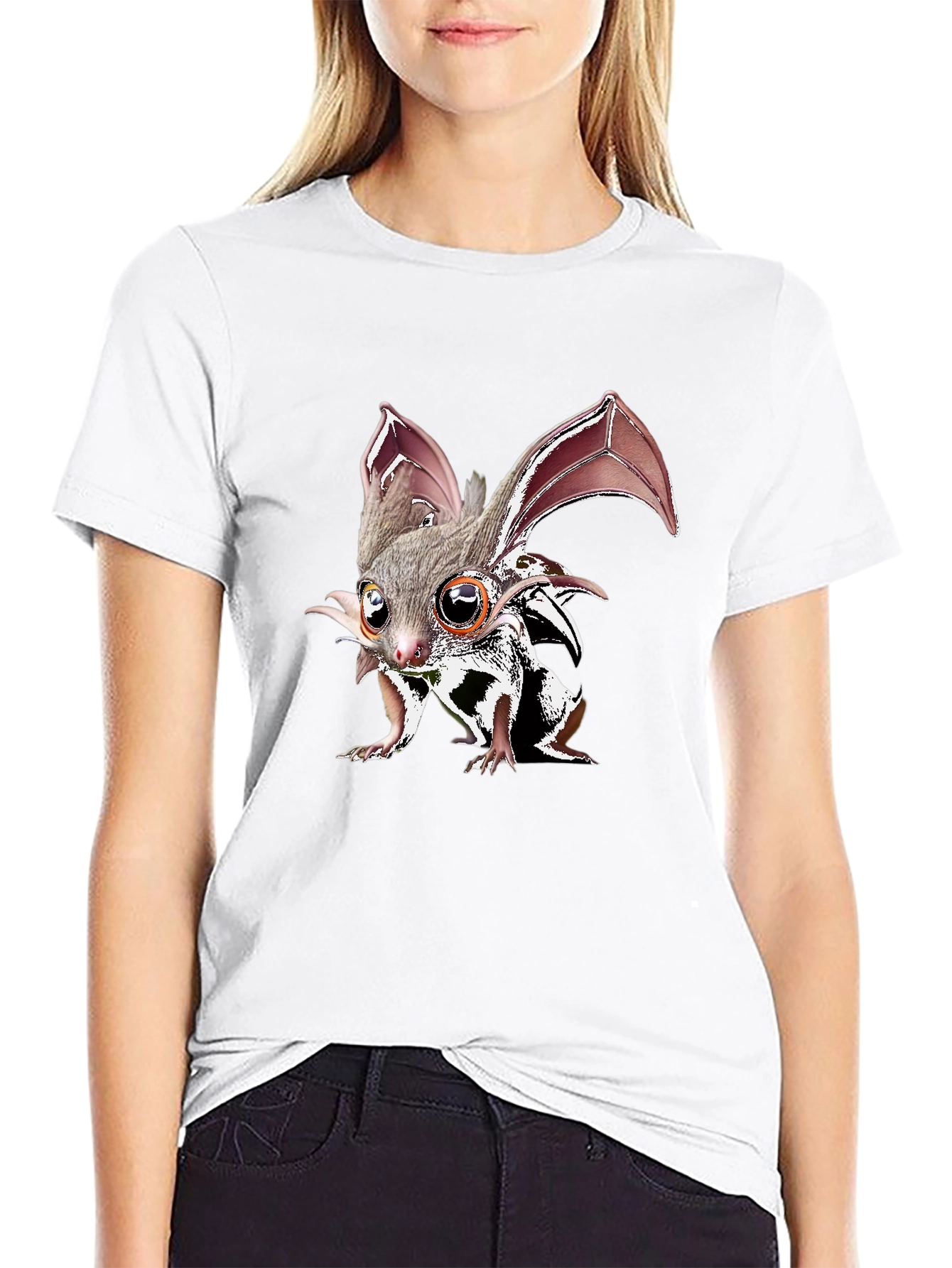Unique Bat-like Creature Graphic T-Shirt