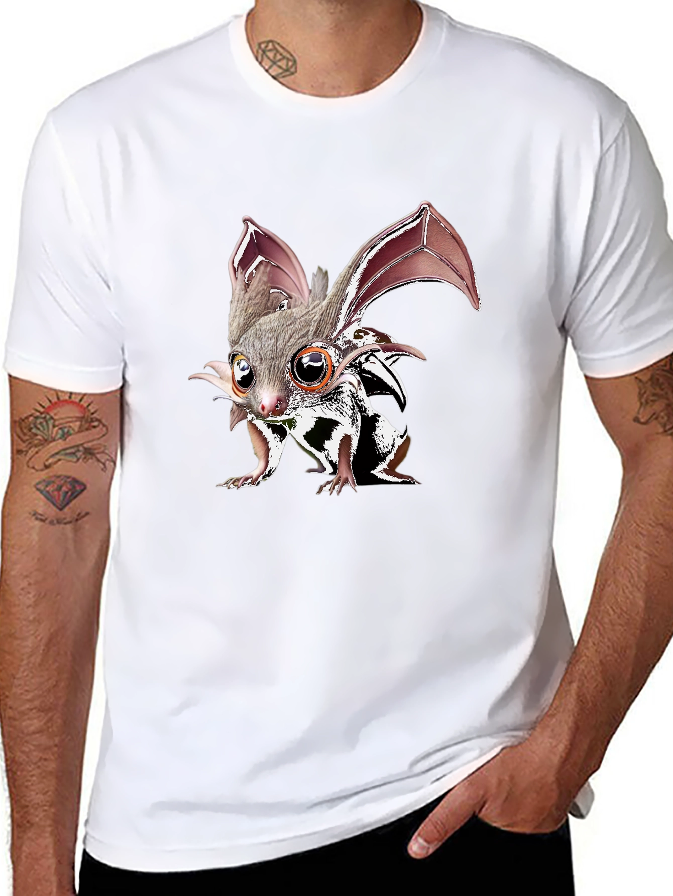 Unique Bat-like Creature Graphic T-Shirt