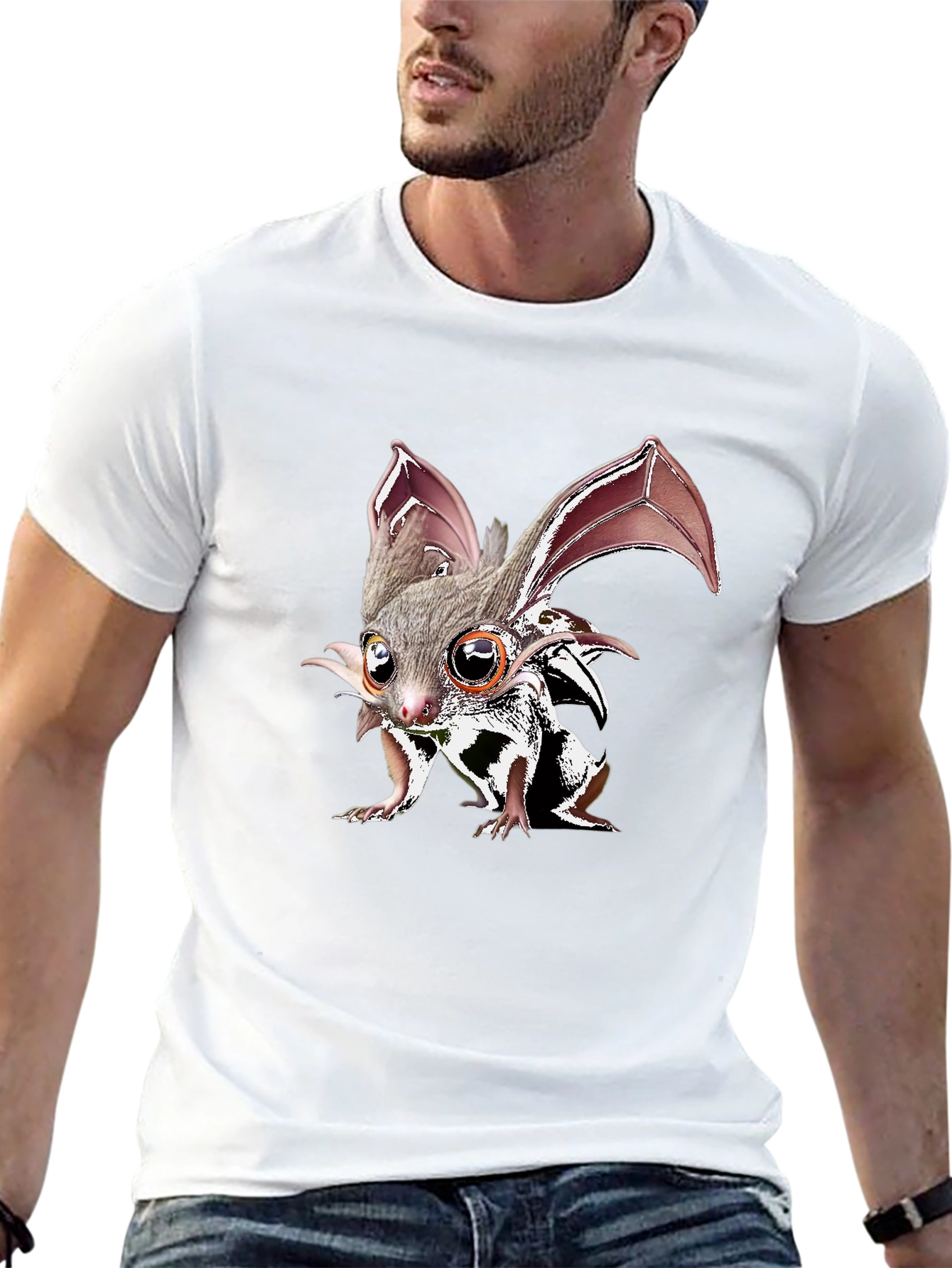 Unique Bat-like Creature Graphic T-Shirt