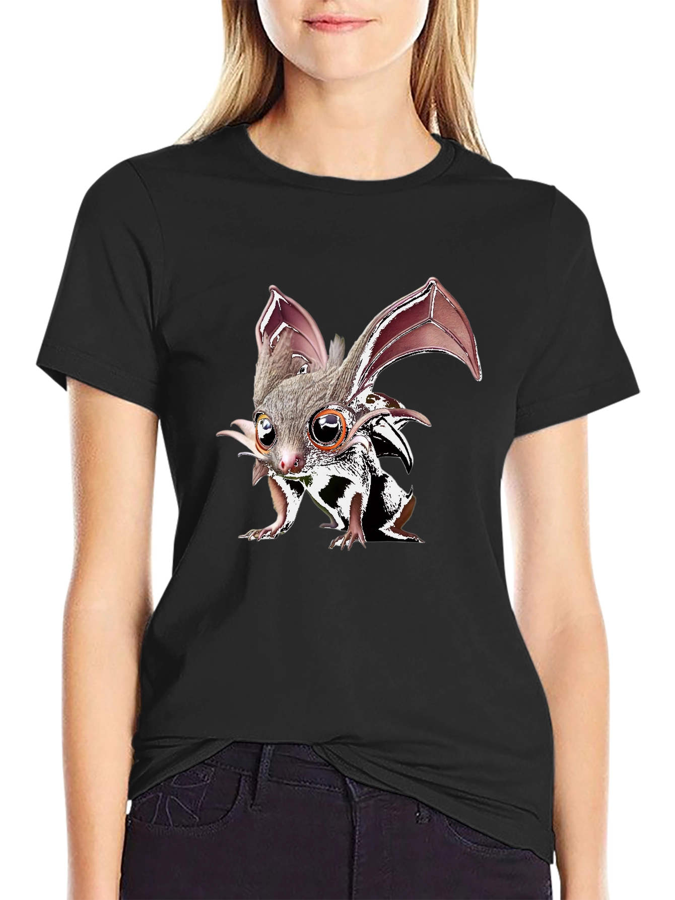Unique Bat-like Creature Graphic T-Shirt