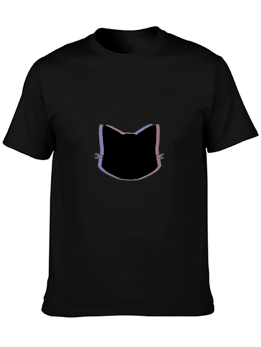 Cool Cat Head Graphic Tee - Black