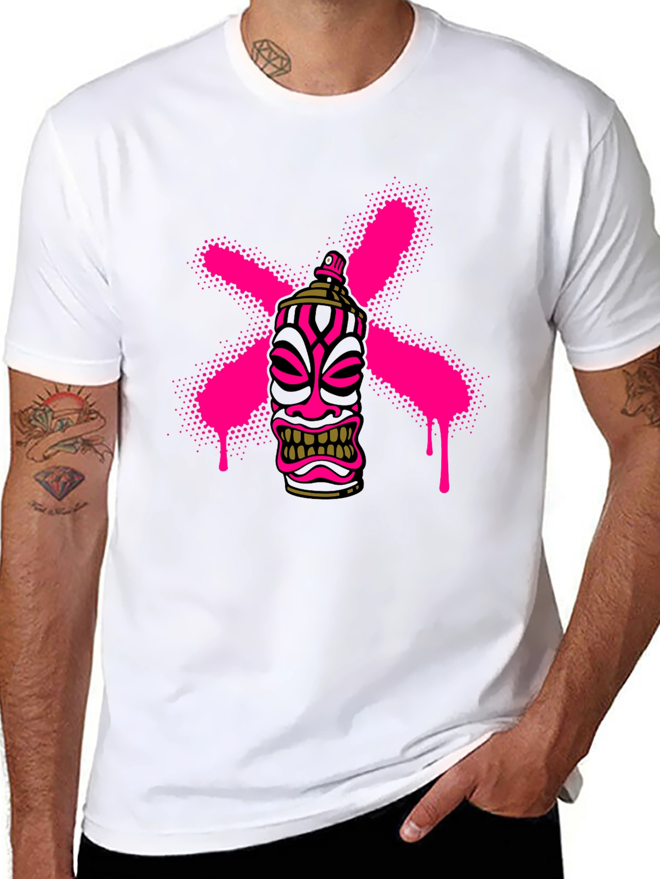 Tiki Mask Spray Paint Graphic Tee