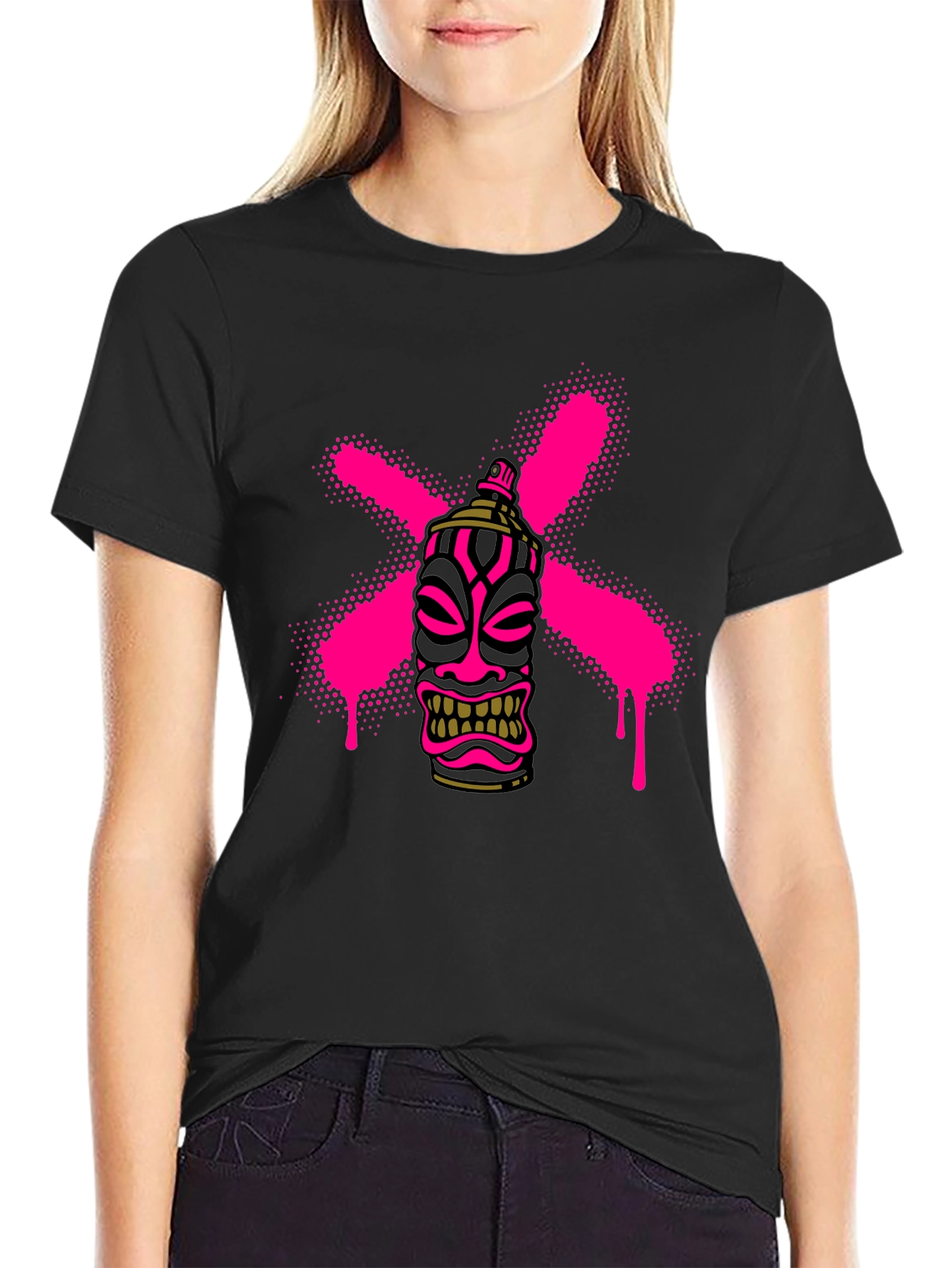 Tiki Mask Spray Paint Graphic Tee