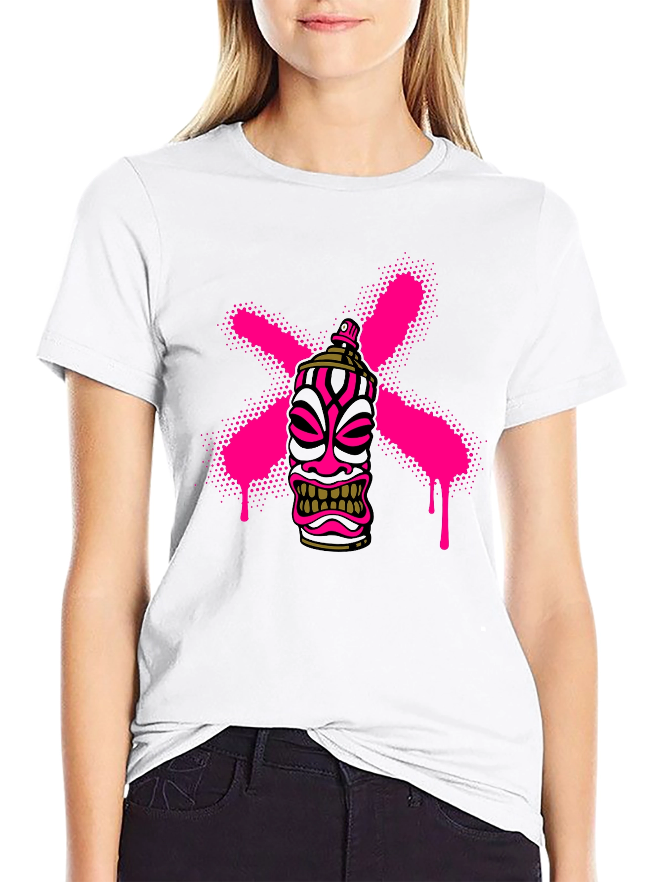 Tiki Mask Spray Paint Graphic Tee