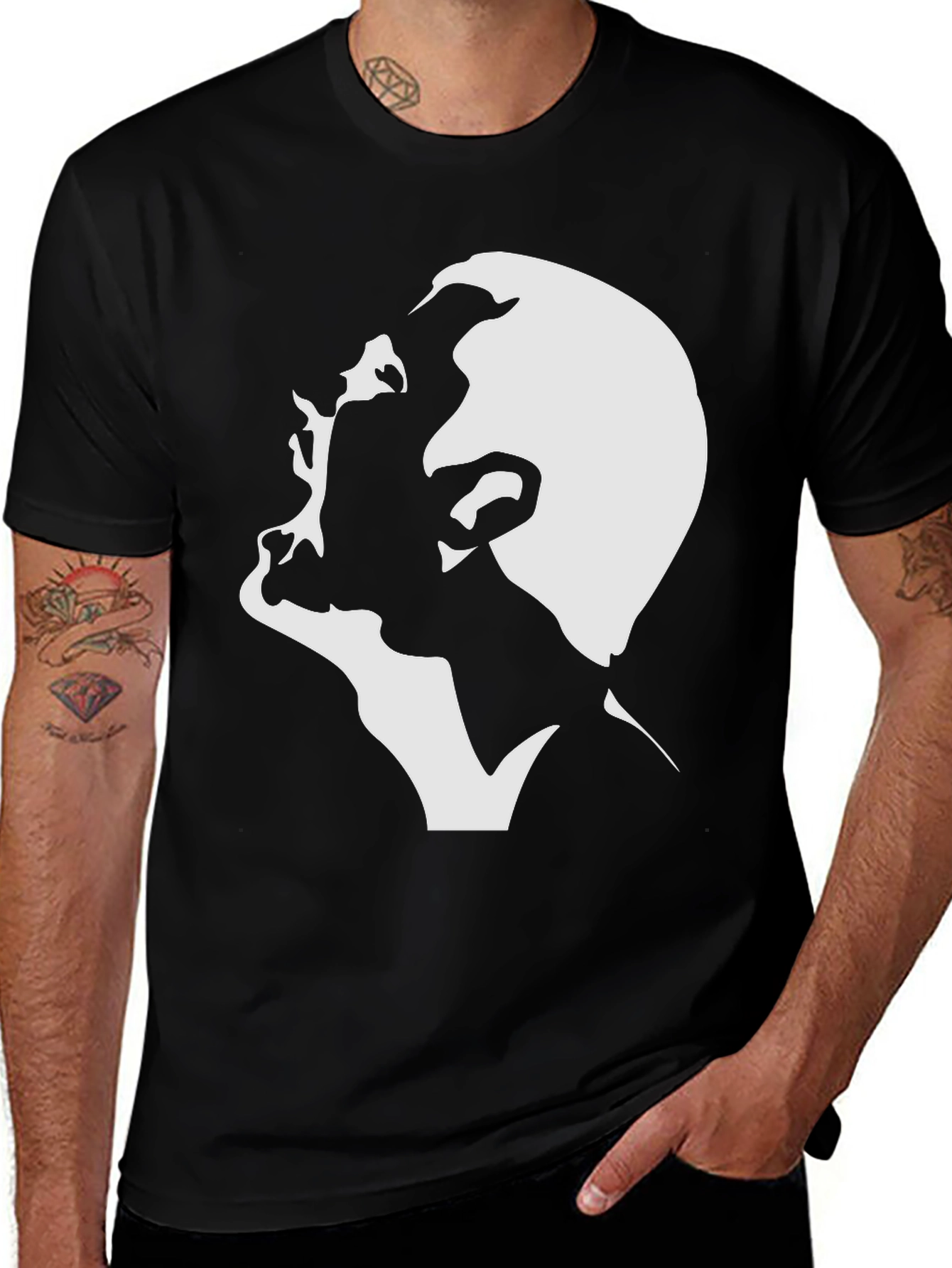 Abstract Silhouette Graphic Tee - Black