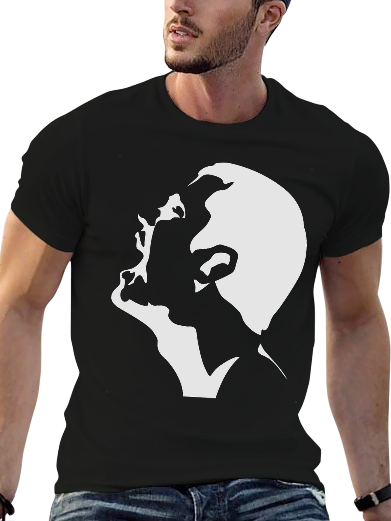 Abstract Silhouette Graphic Tee - Black