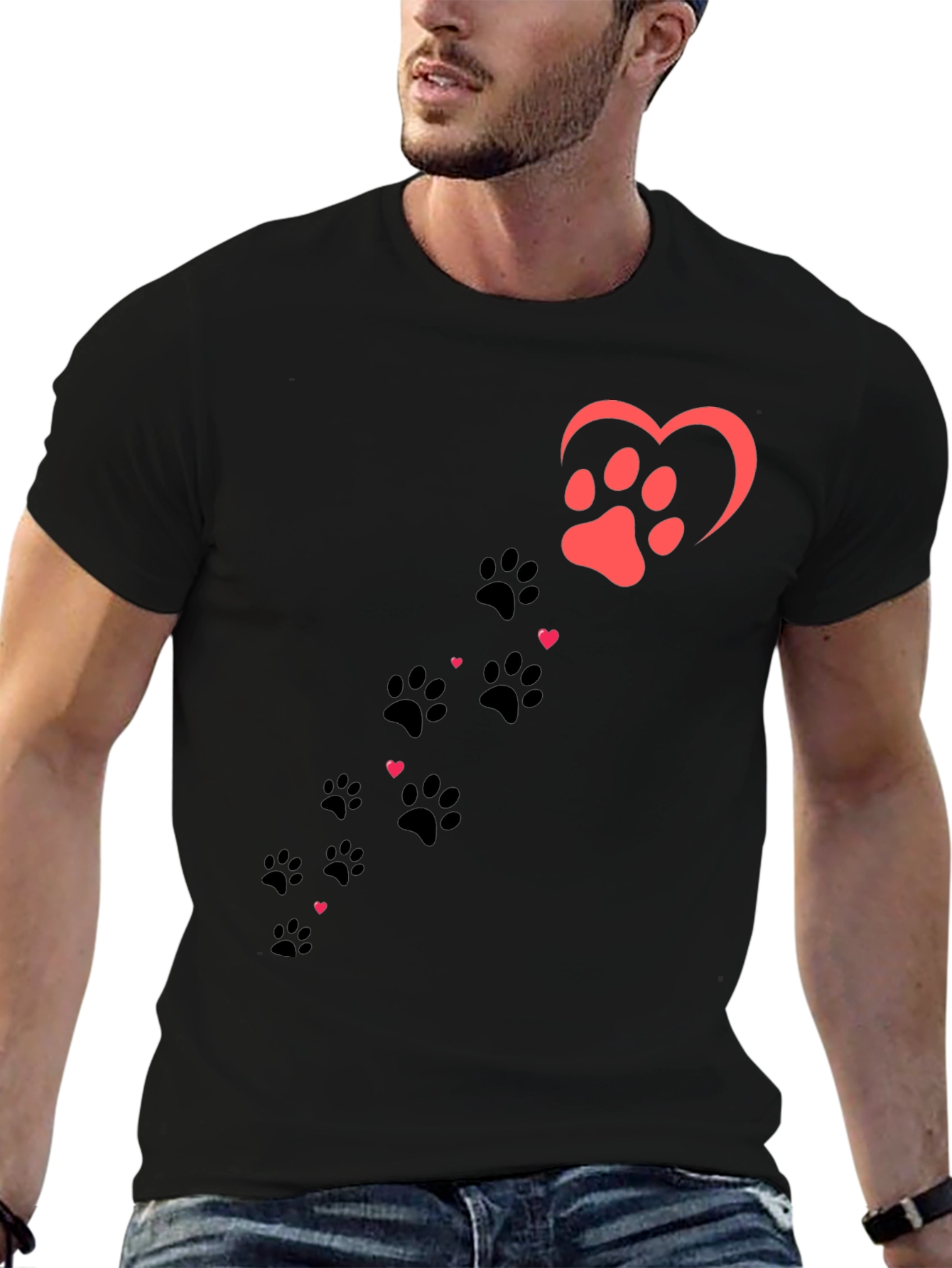 Paw Print Heart T-Shirt - Dog Lover Tee