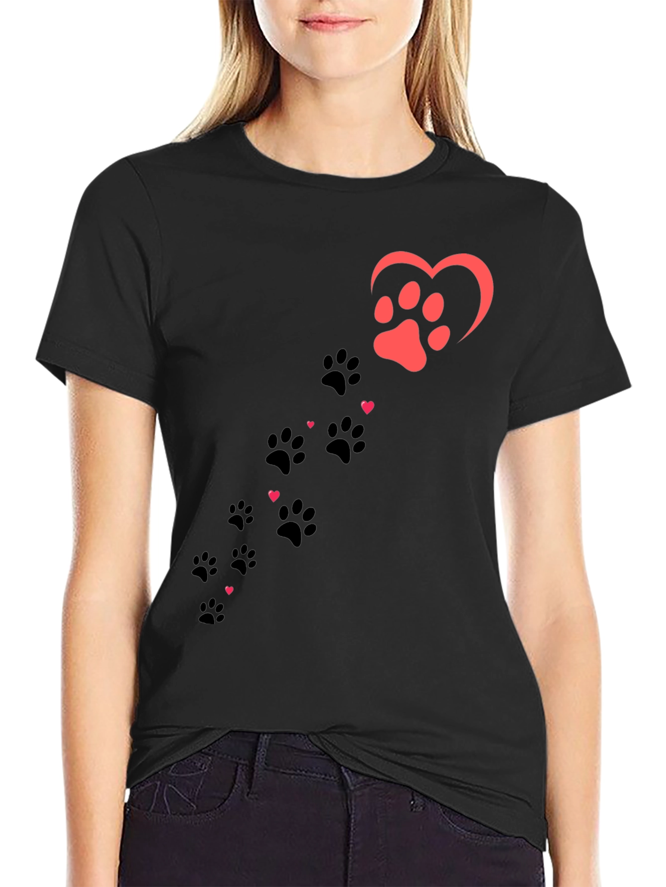 Paw Print Heart T-Shirt - Dog Lover Tee