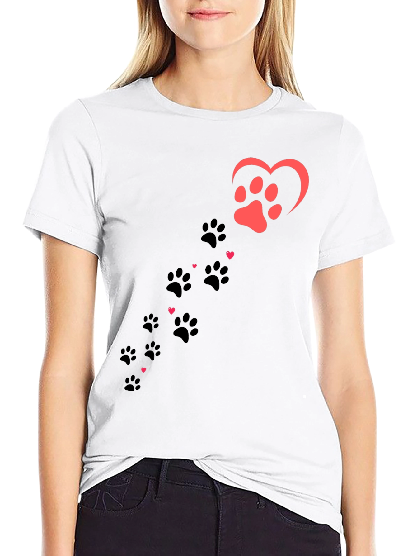 Paw Print Heart T-Shirt - Dog Lover Tee