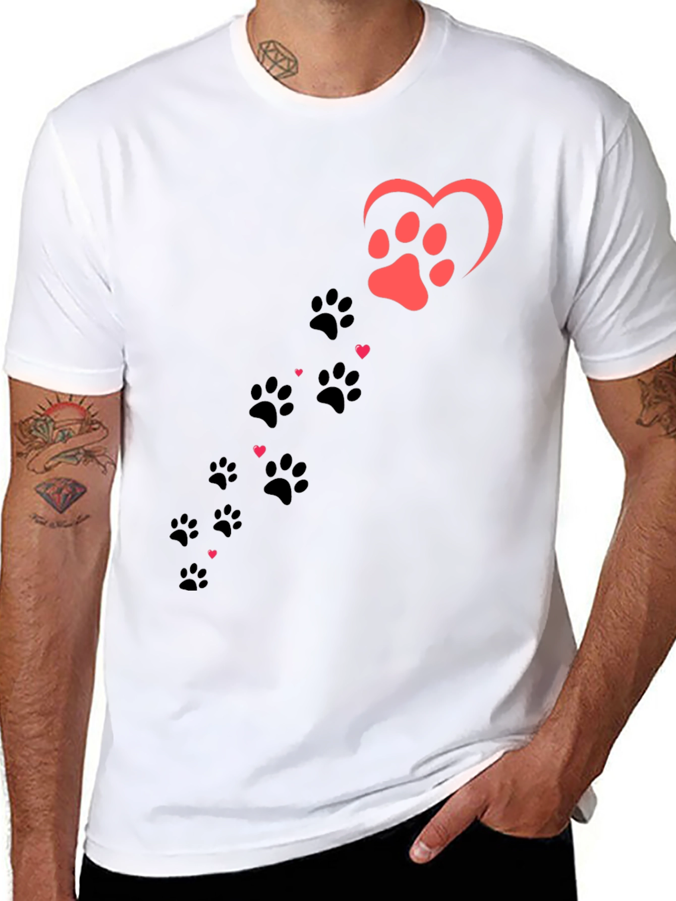 Paw Print Heart T-Shirt - Dog Lover Tee