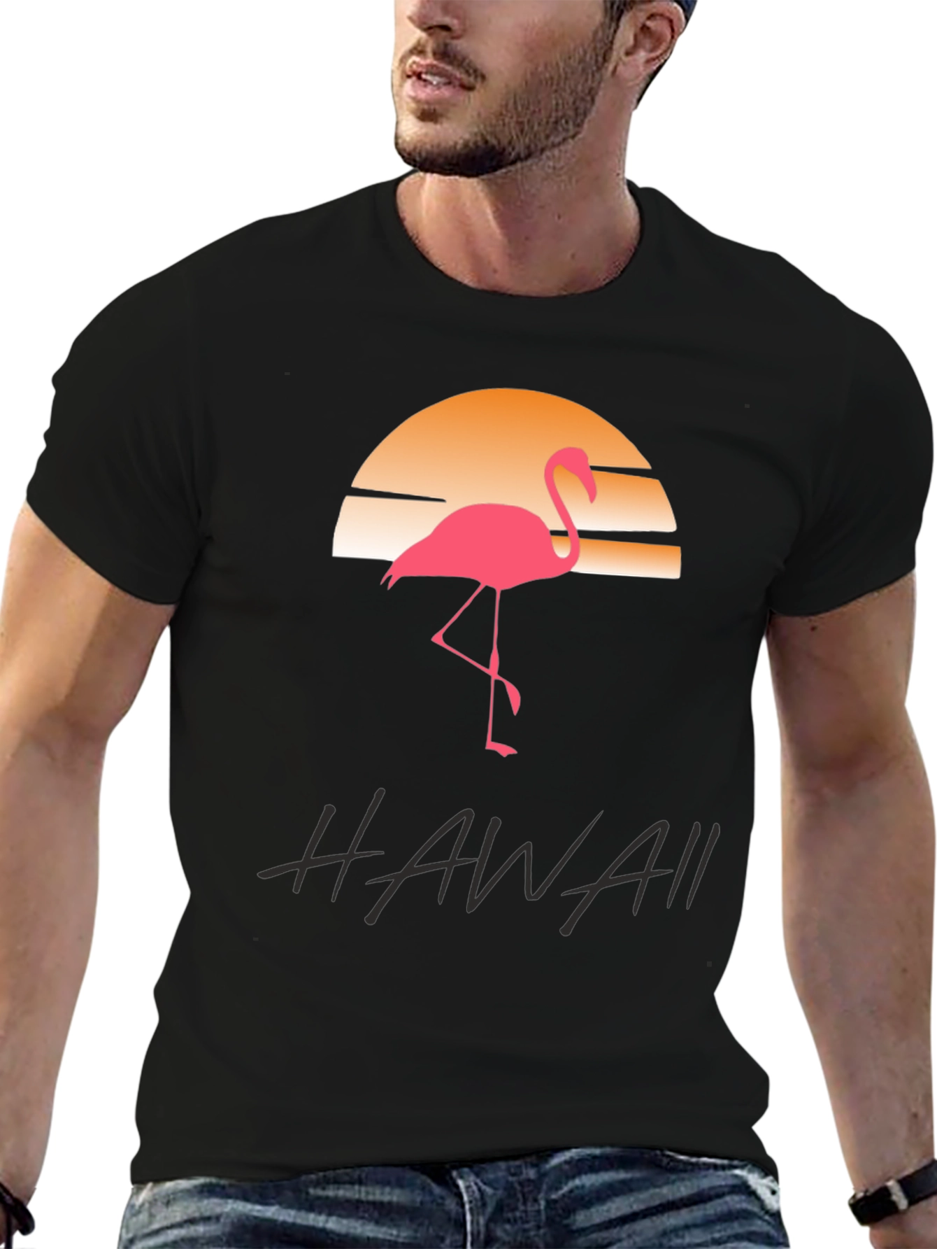 Hawaii Flamingo Sunset Graphic Tee