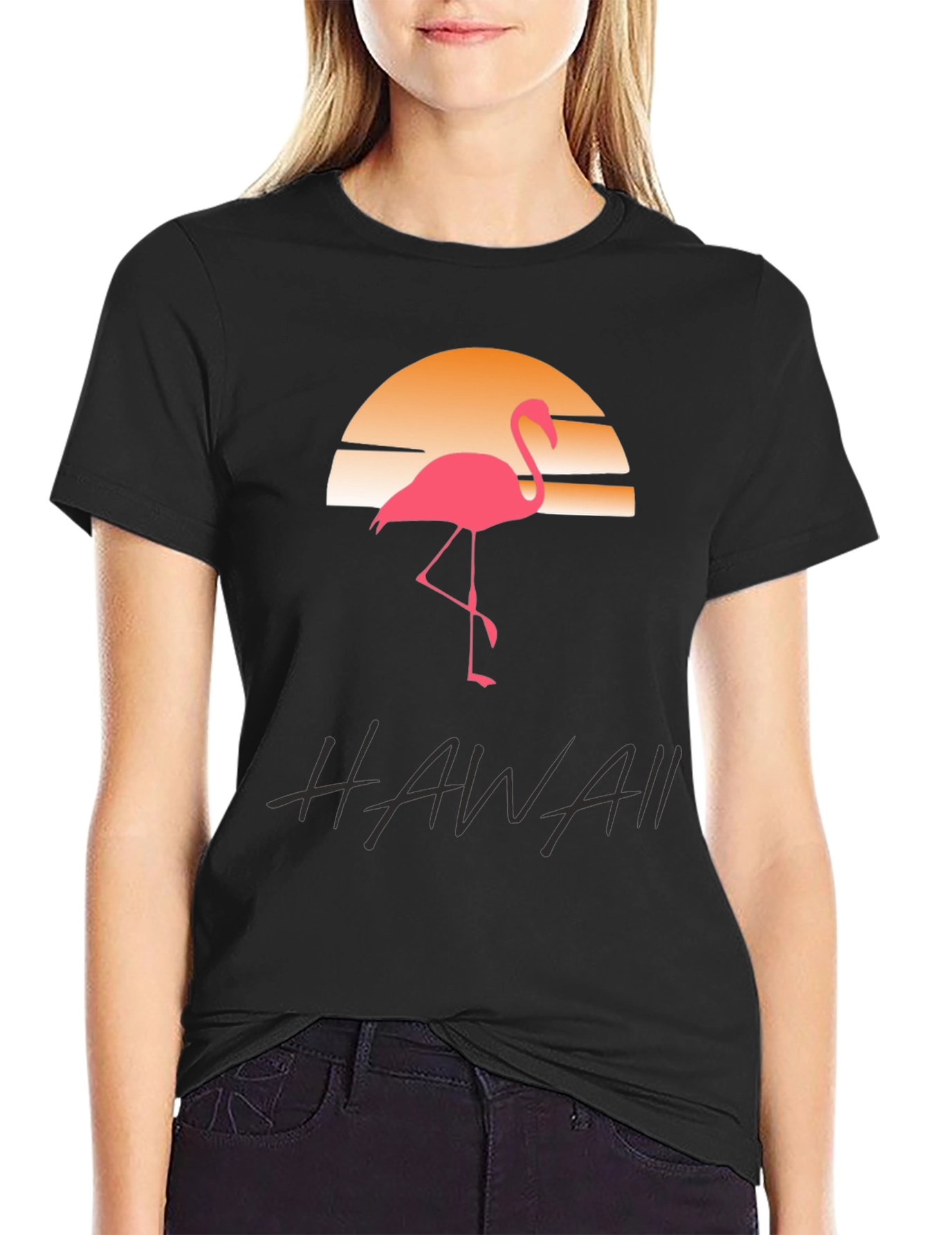 Hawaii Flamingo Sunset Graphic Tee