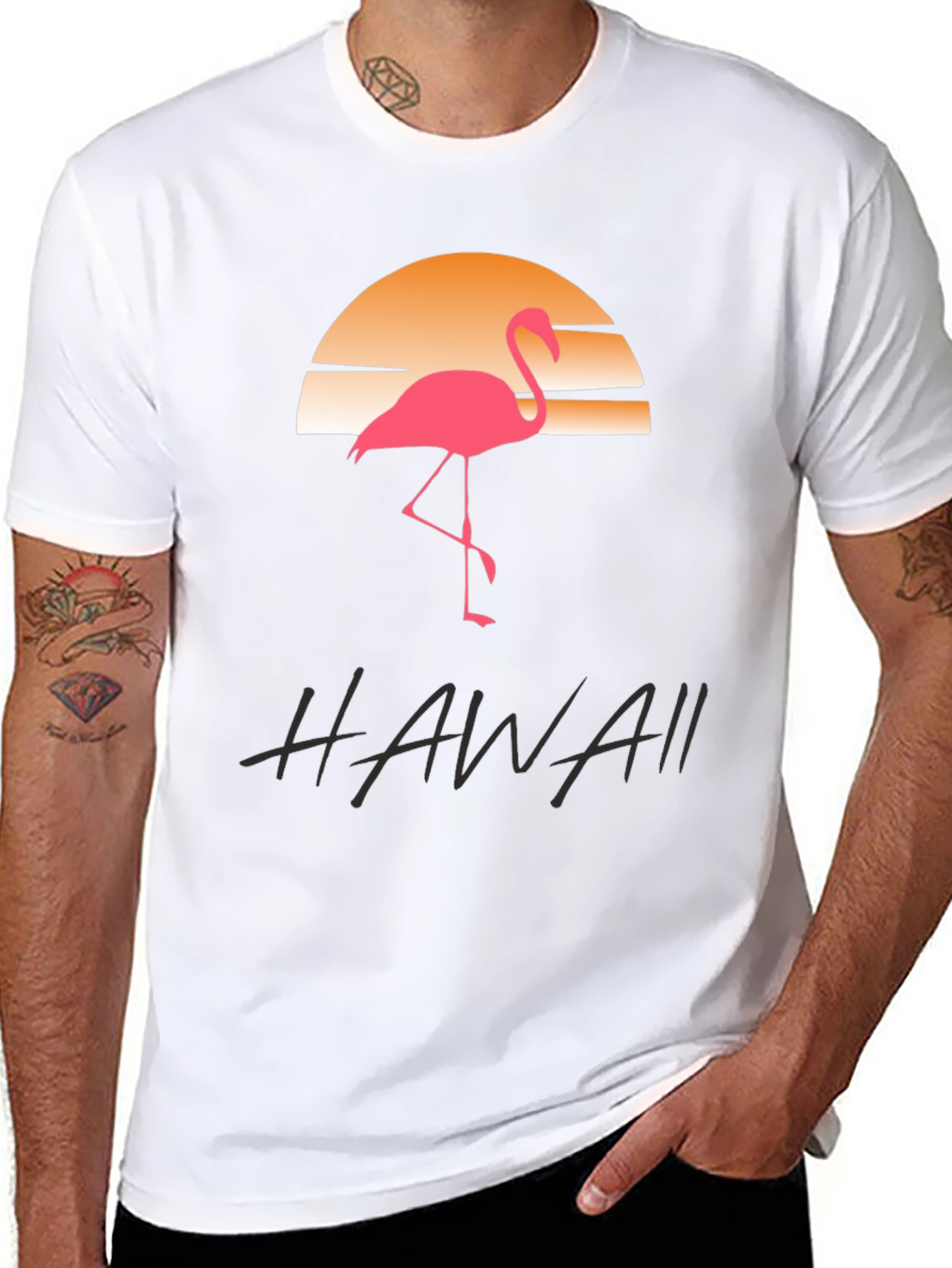 Hawaii Flamingo Sunset Graphic Tee