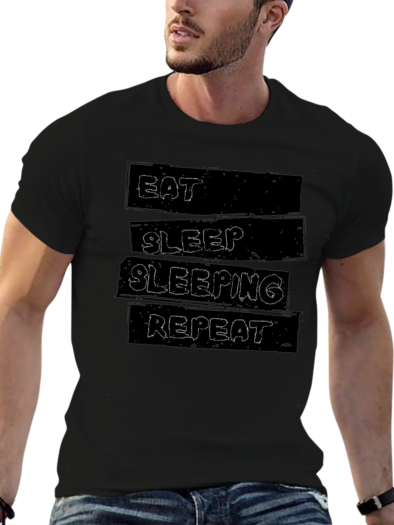 Eat Sleep Sleeping Repeat Black Graphic Tee
