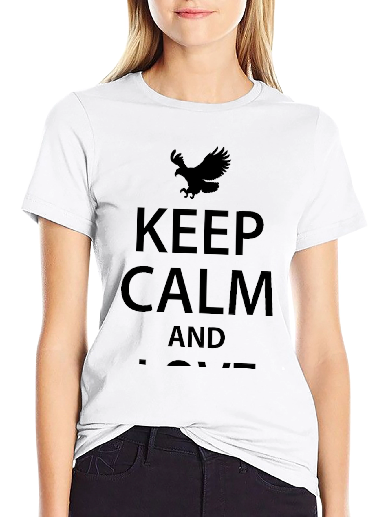 Keep Calm Eagle Graphic T-Shirt - Black
