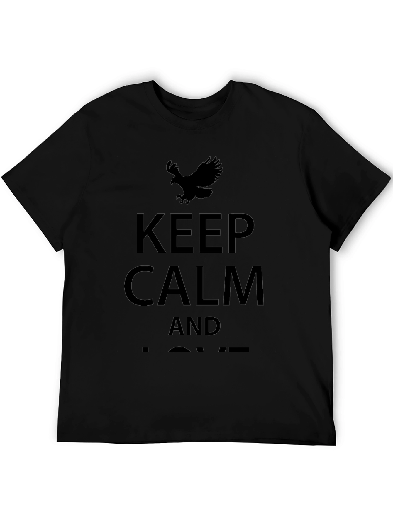 Keep Calm Eagle Graphic T-Shirt - Black