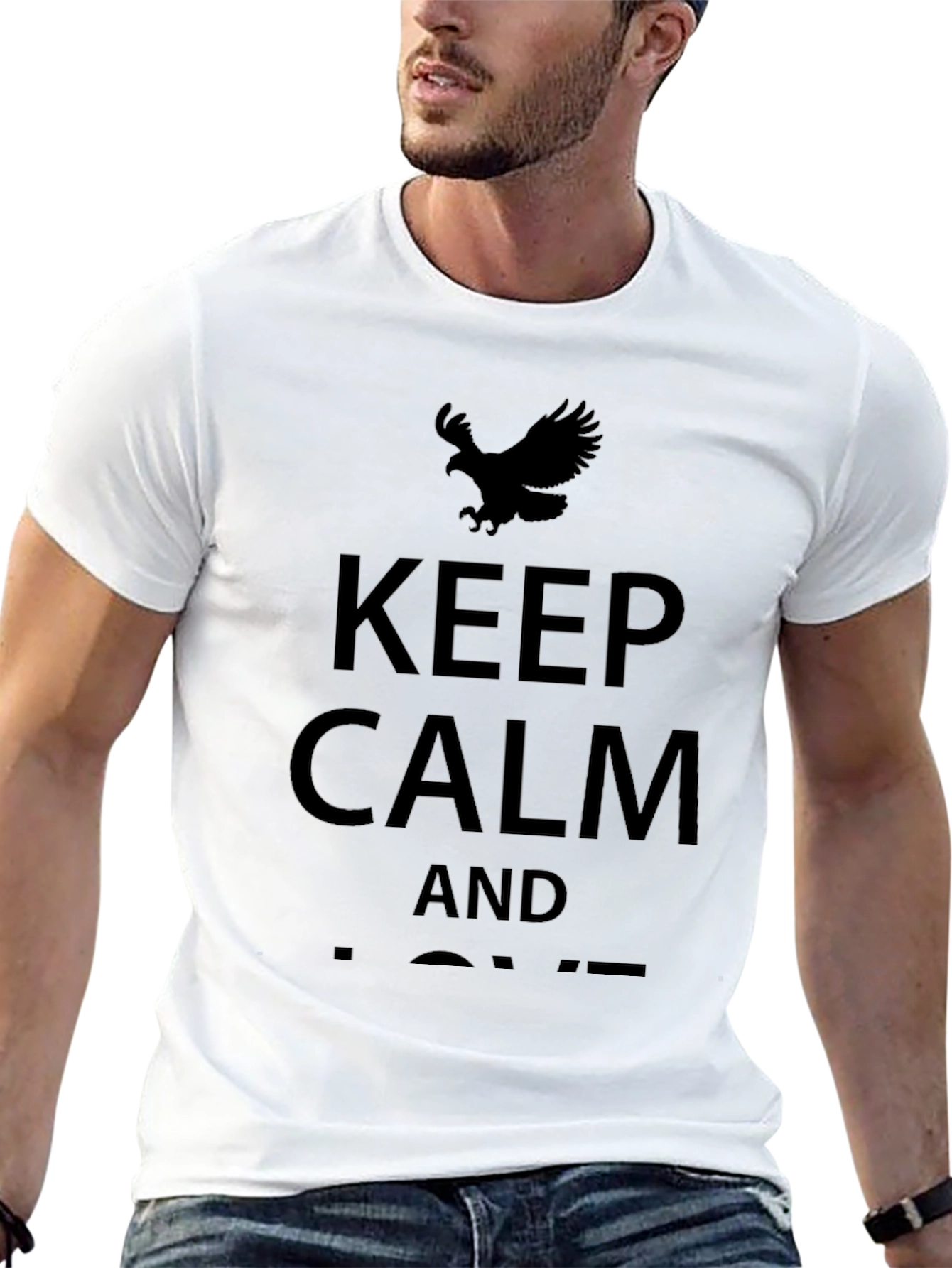 Keep Calm Eagle Graphic T-Shirt - Black