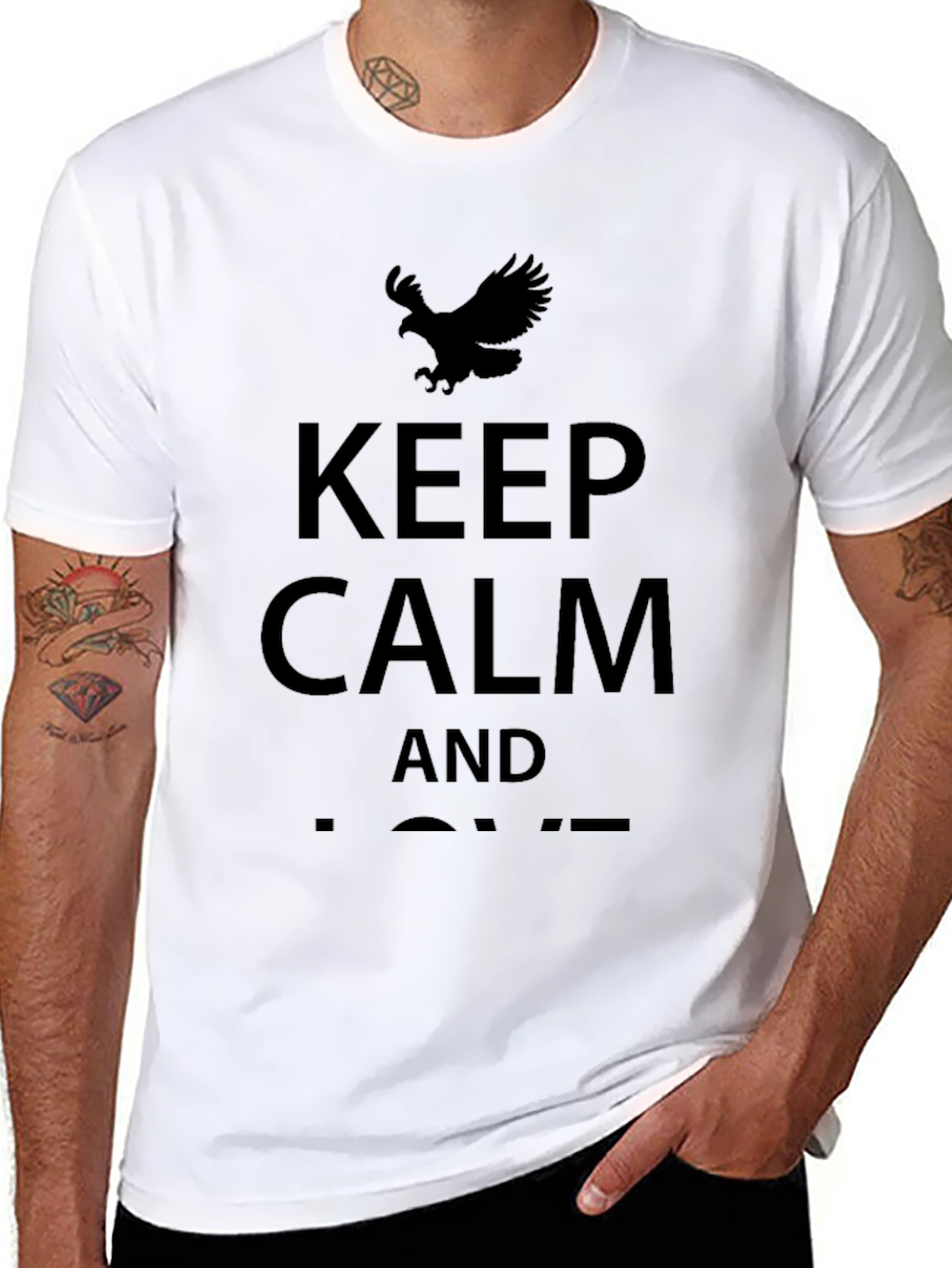 Keep Calm Eagle Graphic T-Shirt - Black