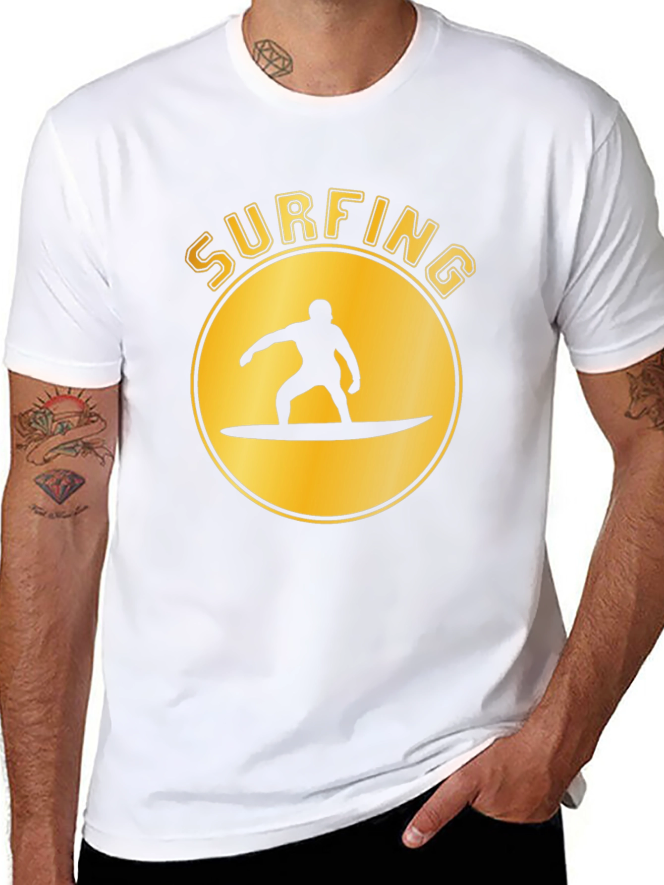 Surfing Silhouette T-Shirt - Black Graphic Tee