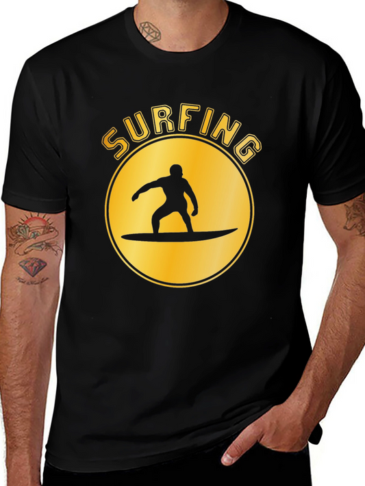 Surfing Silhouette T-Shirt - Black Graphic Tee